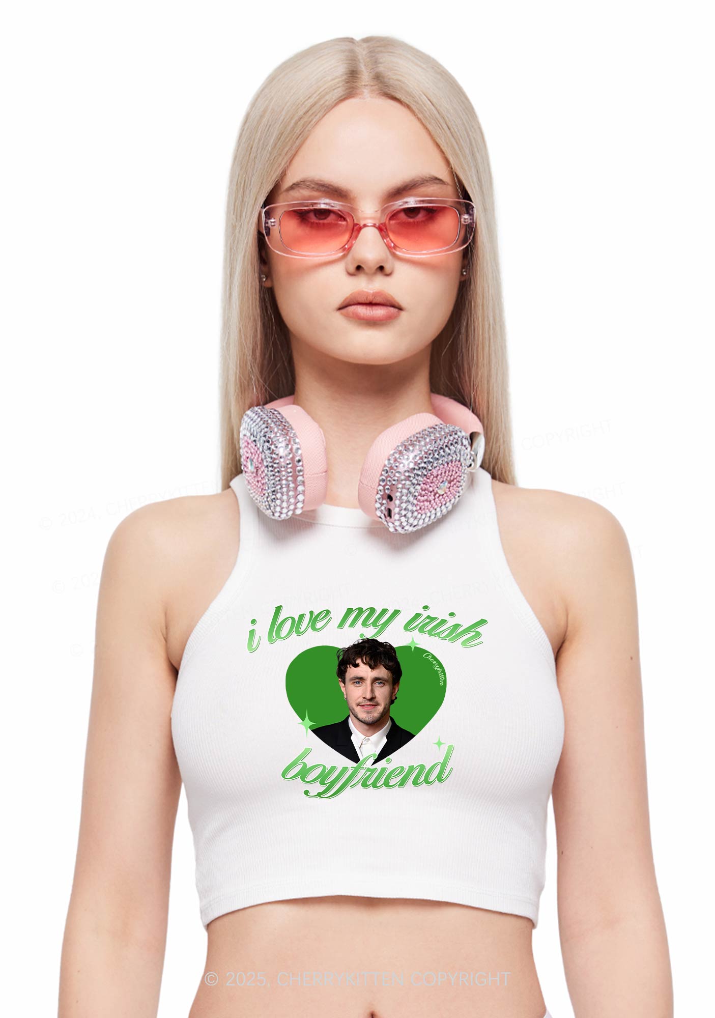 Love My Irish Boyfriend St Patricks Y2K Crop Tank Top Cherrykitten
