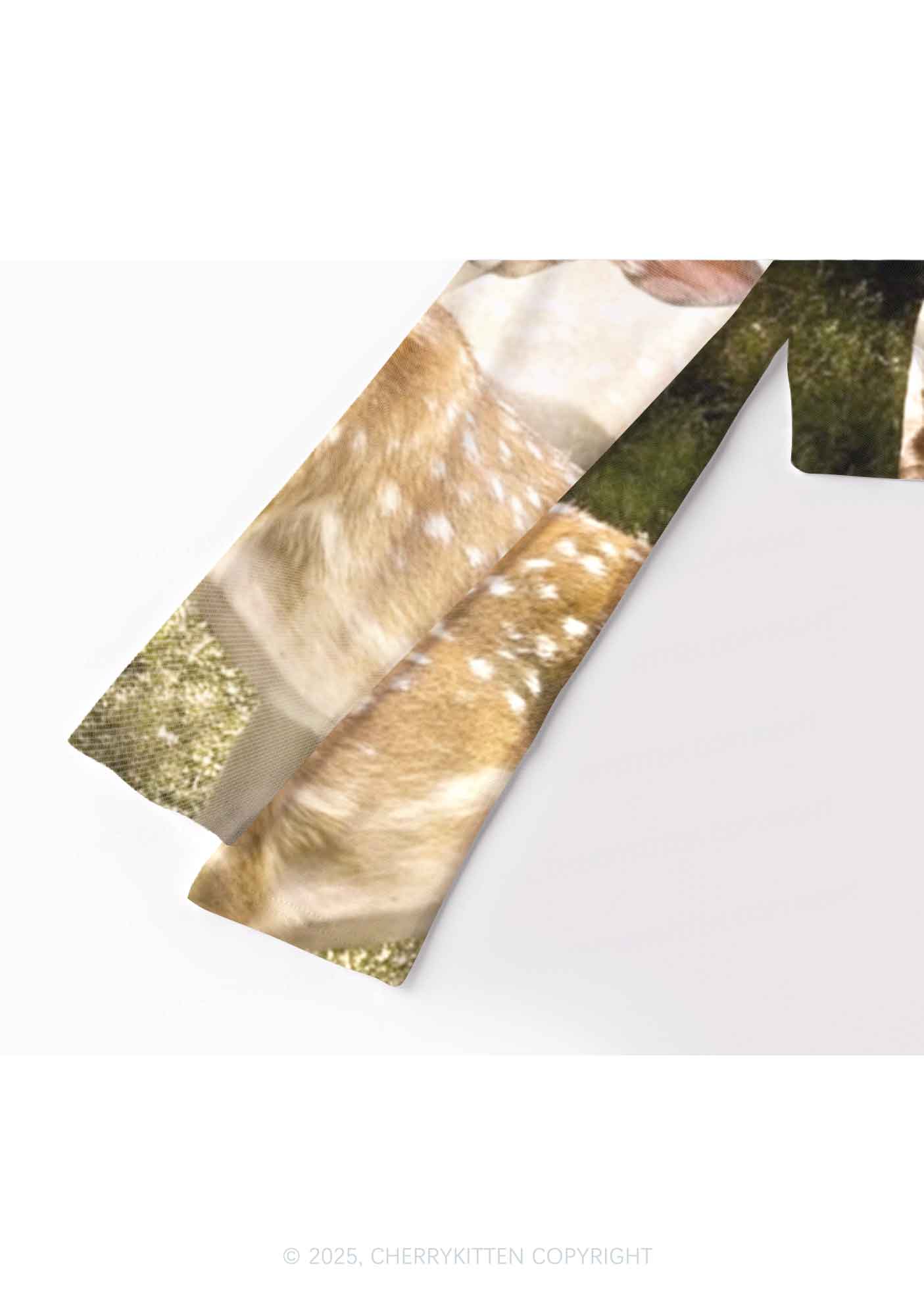 Forest Deer Y2K Mesh Long Sleeve Crop Top Cherrykitten
