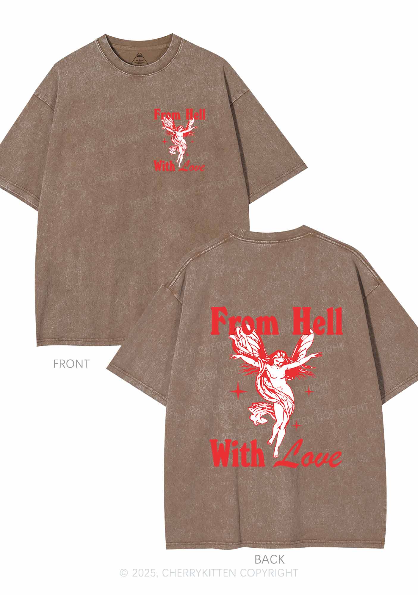 From Hell With Love Two Sides Y2K Shirts Washed Tee Cherrykitten