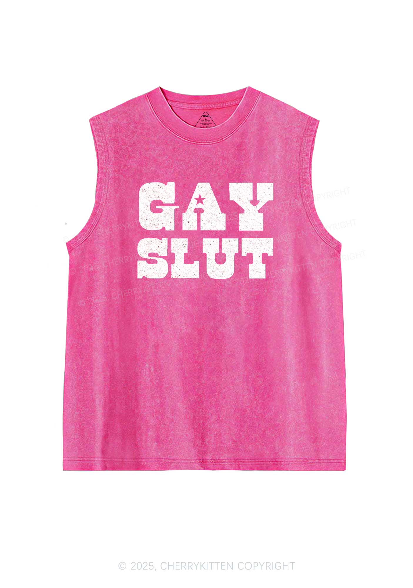 Gay Slxt Pride Y2K Washed Muscle Tank Cherrykitten