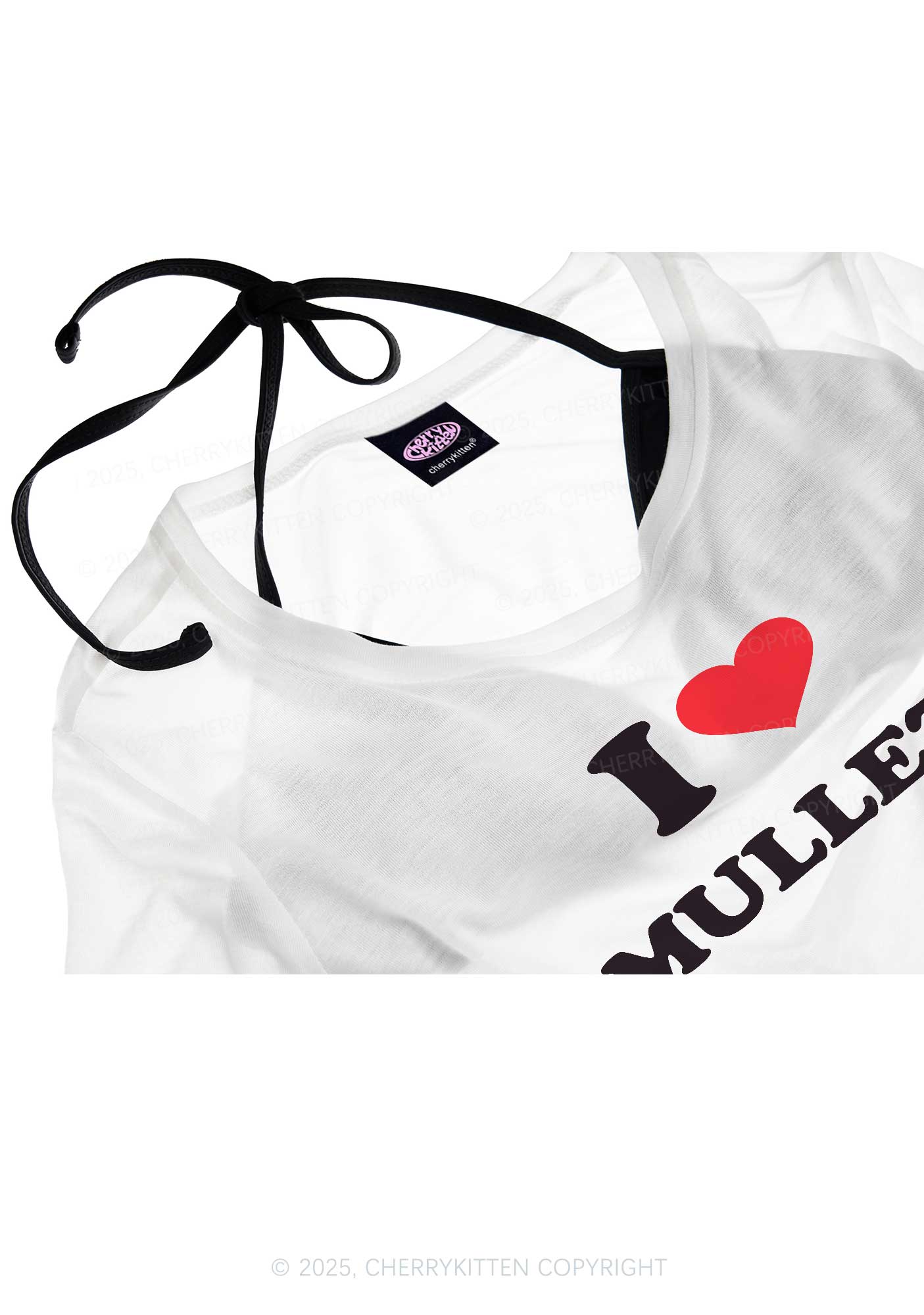 I Love Mullets Y2K Sheer Crop Tee Cherrykitten