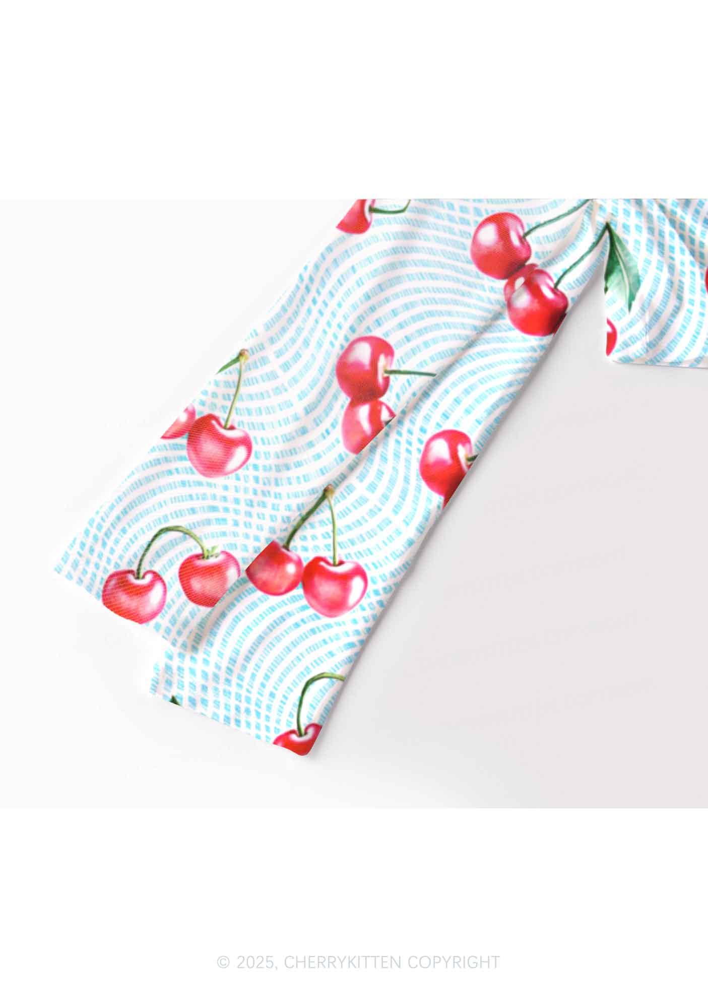 Blue Cherry Y2K Mesh Long Sleeve Crop Top Cherrykitten