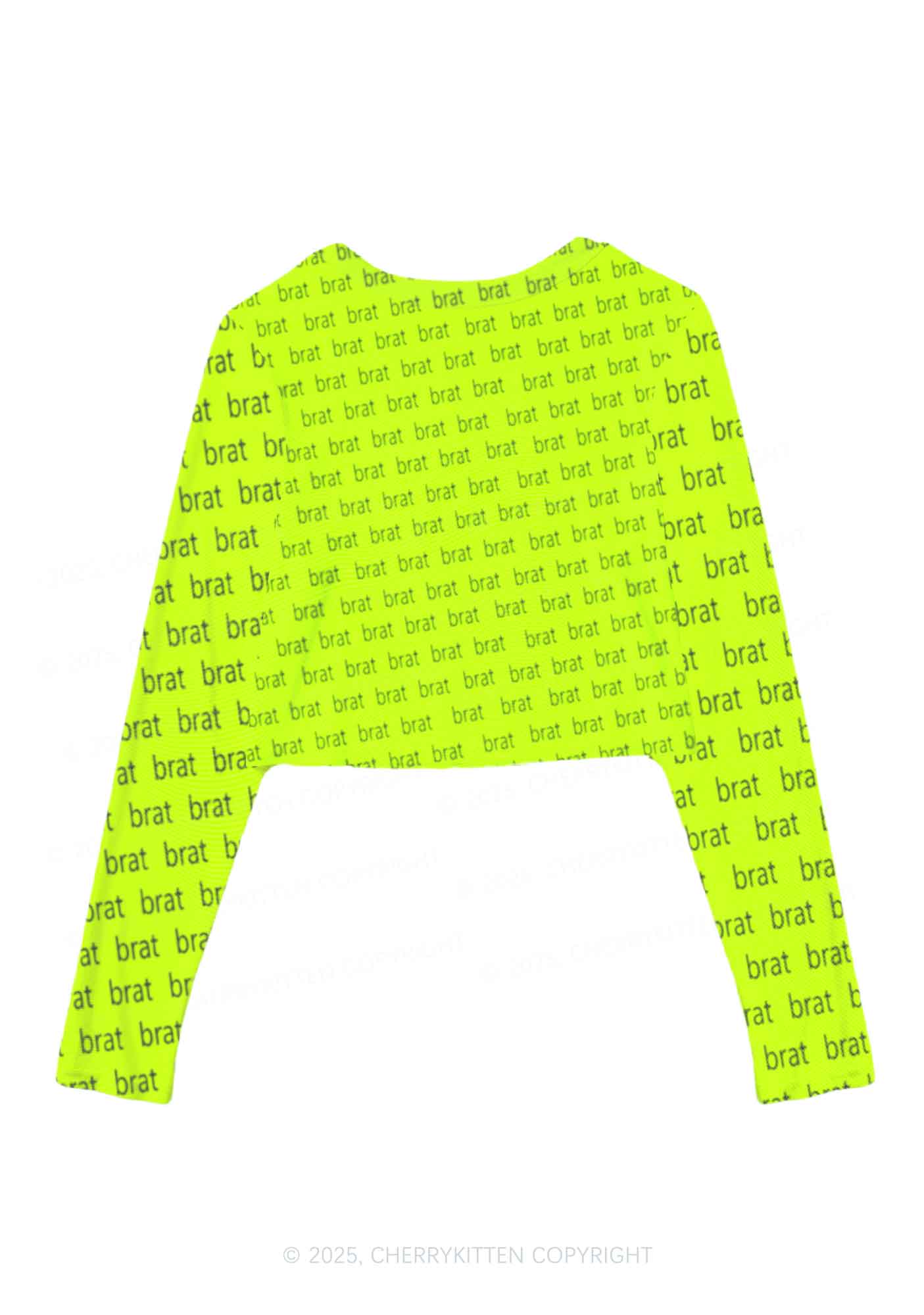 Green Brat Summer Y2K Mesh Long Sleeve Crop Top Cherrykitten