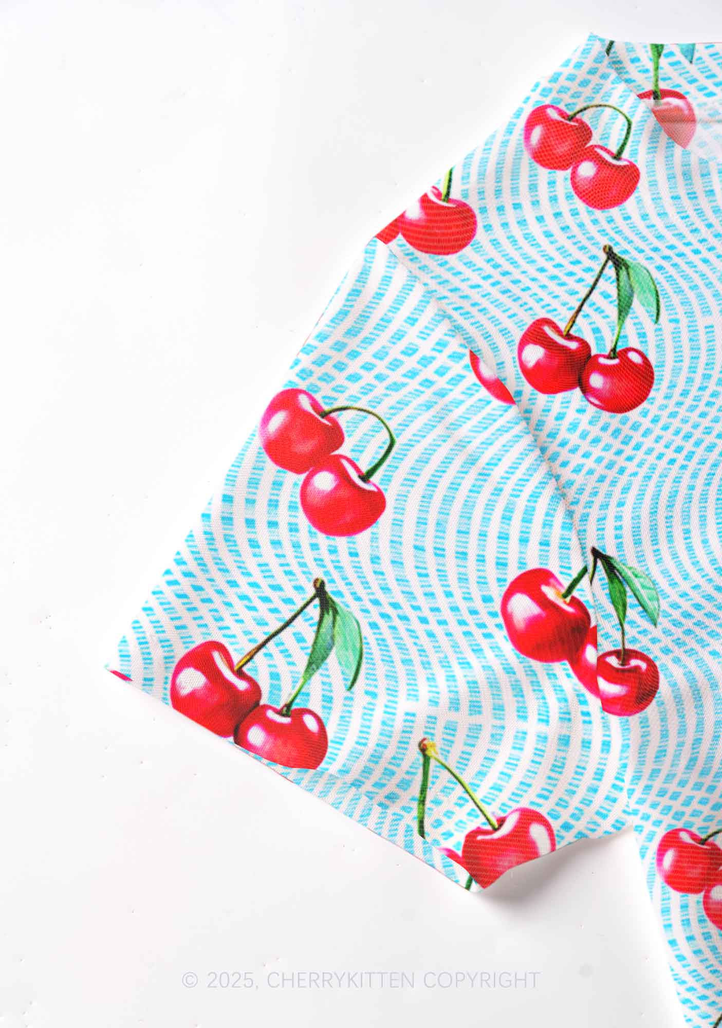 Blue Cherry Y2K Mesh Crop Top Cherrykitten