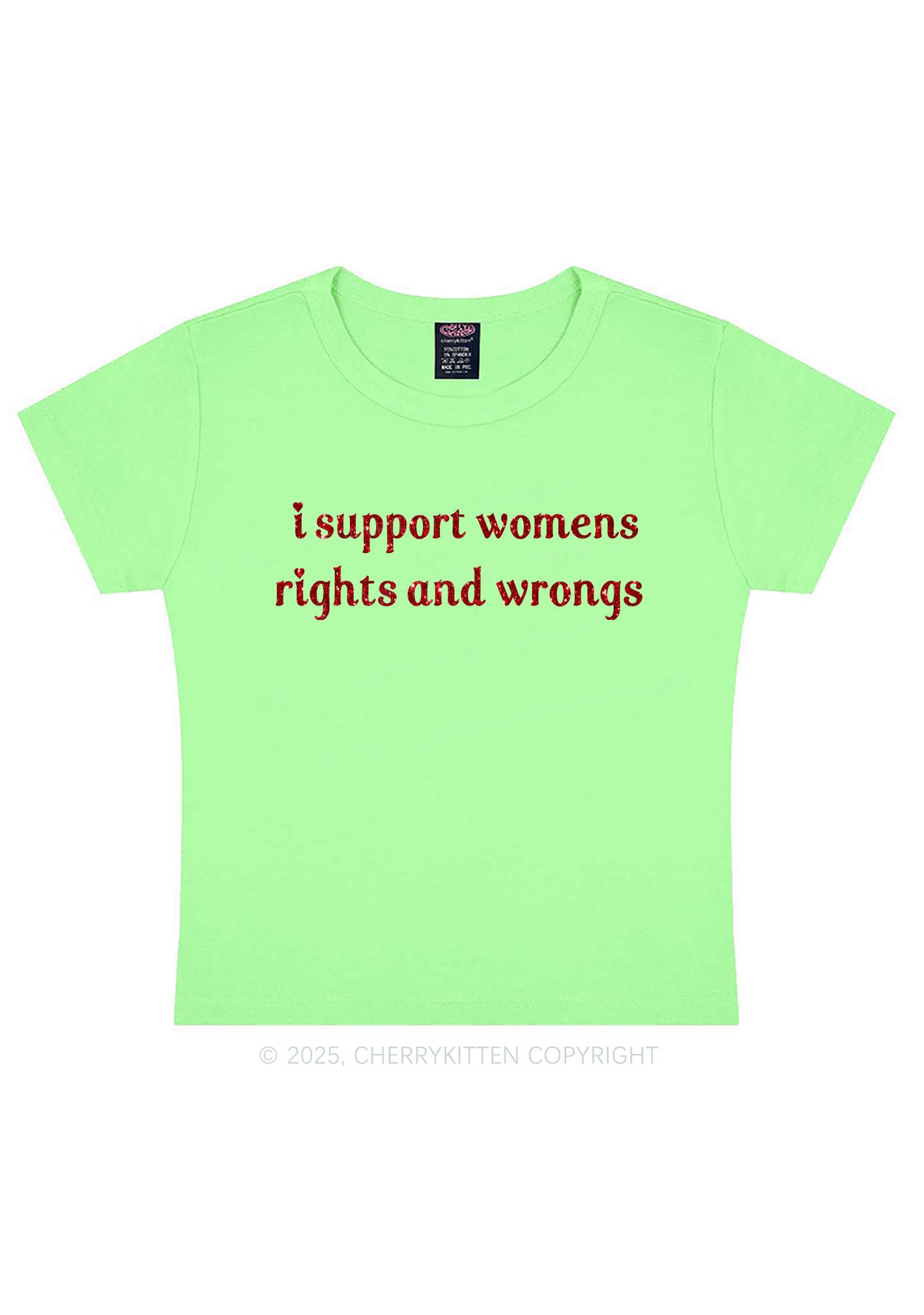 Glitter I Support Women Y2K Baby Tee Cherrykitten