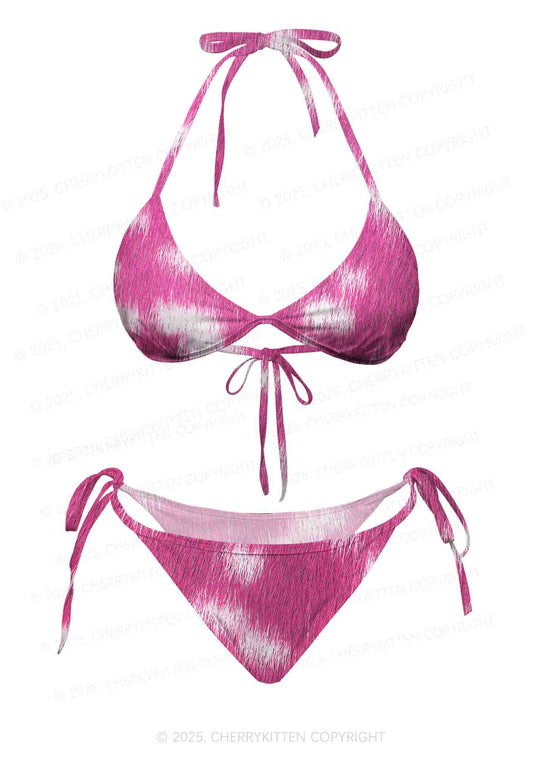 Pink Furry Leopard Y2K Print Bikini Set Cherrykitten