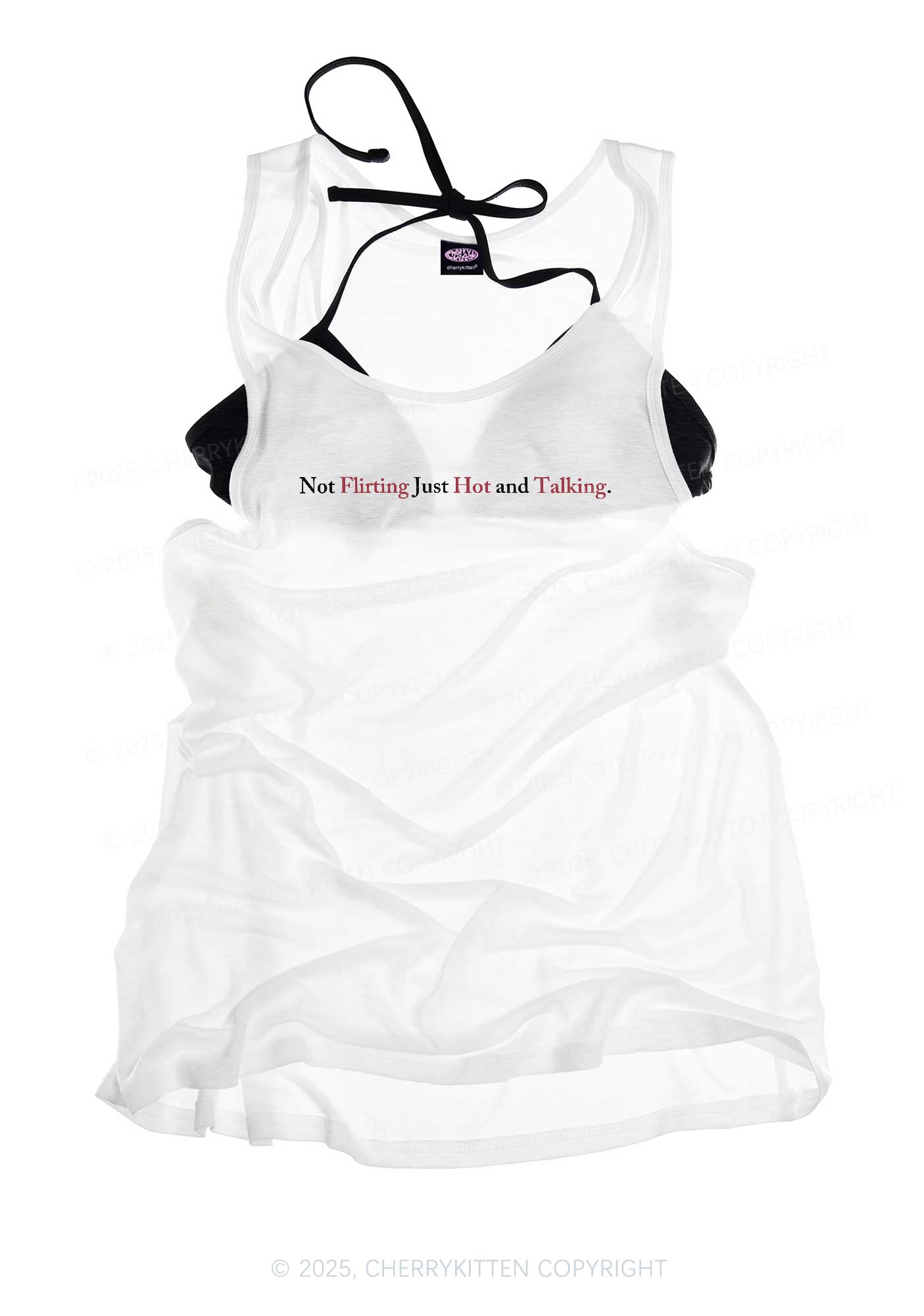 Just Hot And Talking Y2K Sheer Boyfriend Tank Cherrykitten