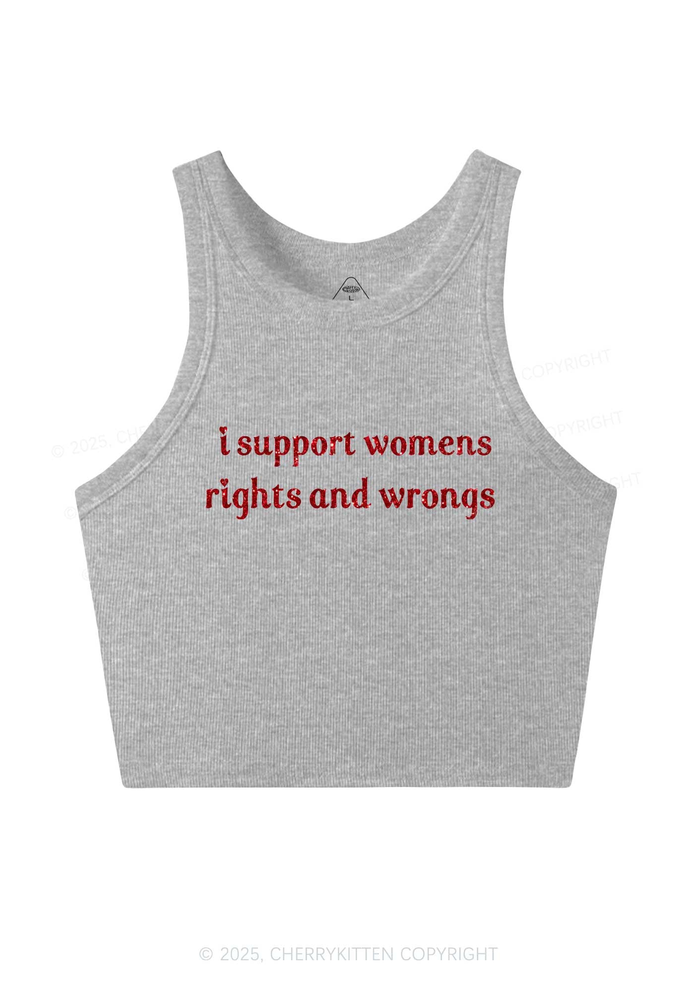 Glitter I Support Women Y2K Crop Tank Top Cherrykitten