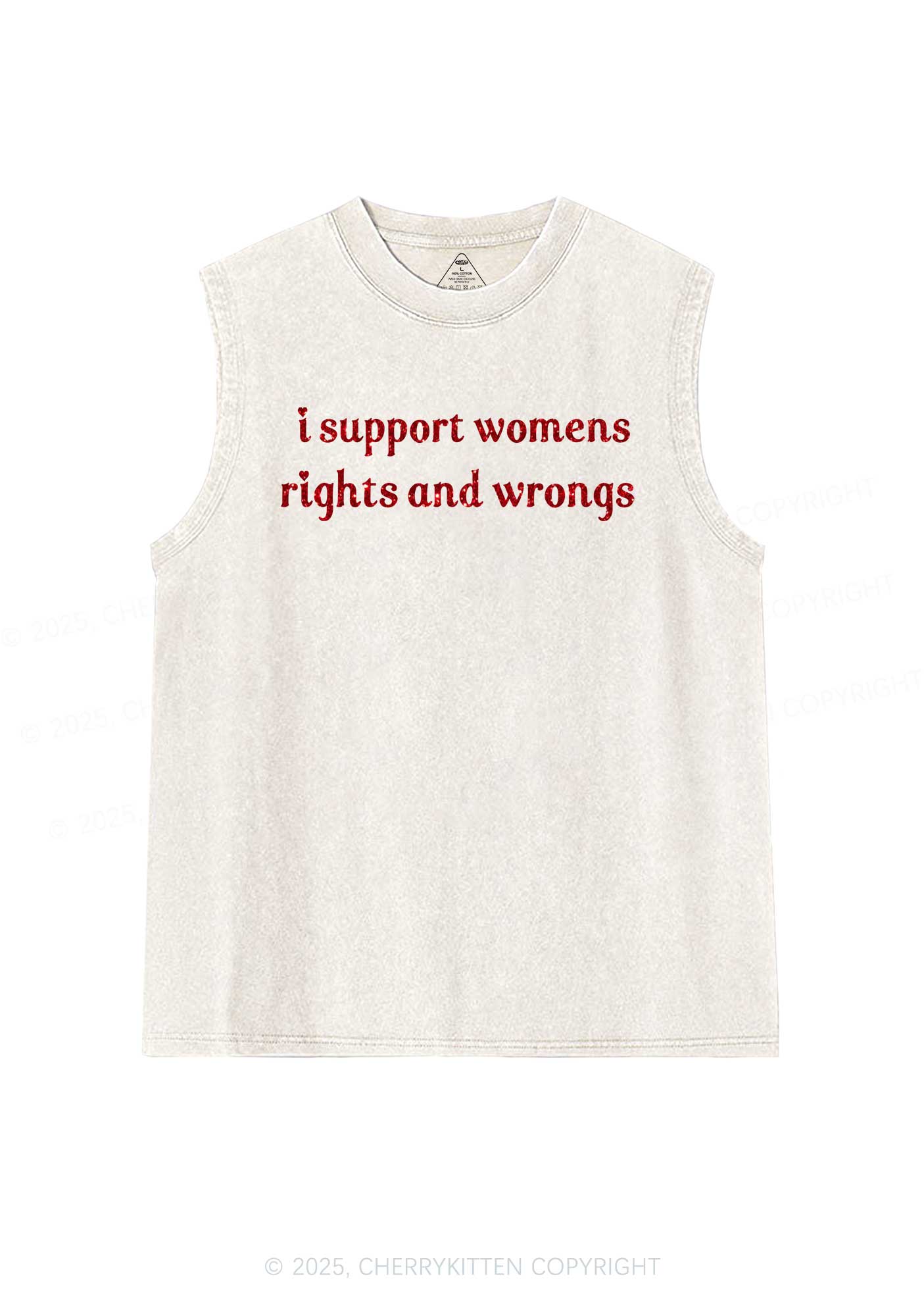 Glitter I Support Women Y2K Washed Muscle Tank Cherrykitten