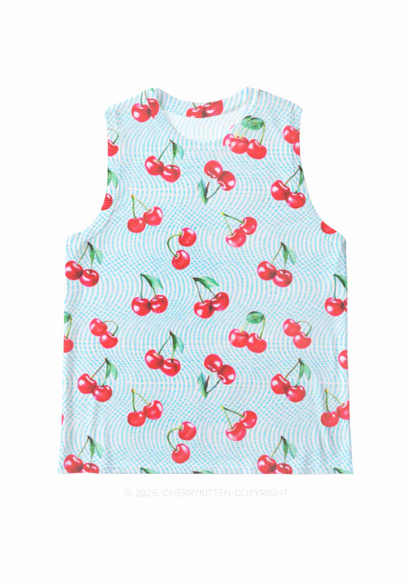 Blue Cherry Y2K Mesh Muscle Tank Cherrykitten