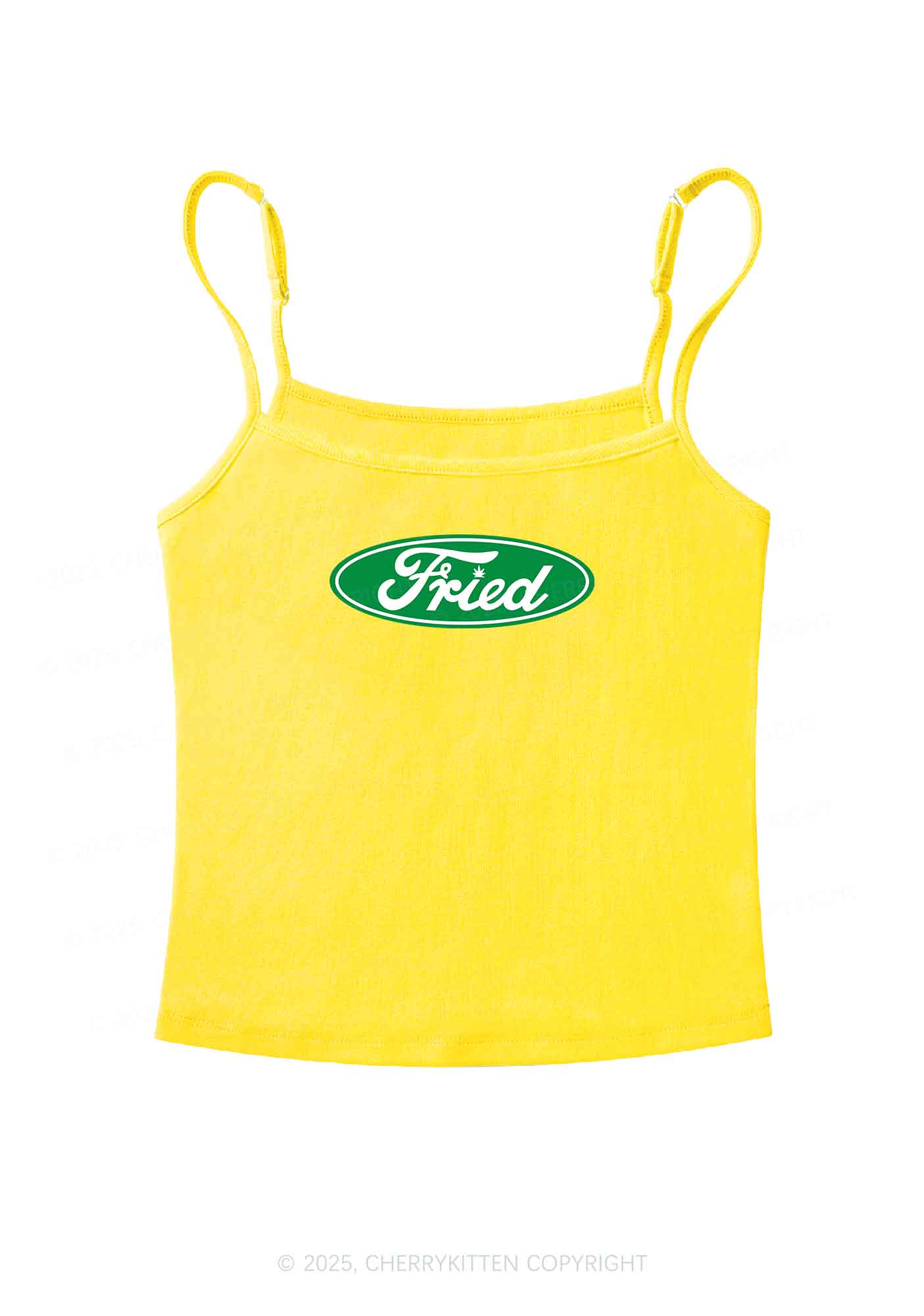Green Fried Y2K Spaghetti Strap Cami Cherrykitten