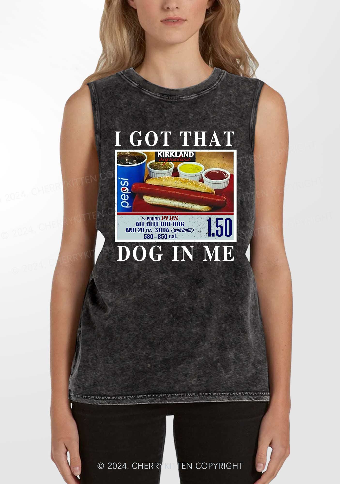 I Got That Hot Dog In Me Y2K Washed Tank Cherrykitten