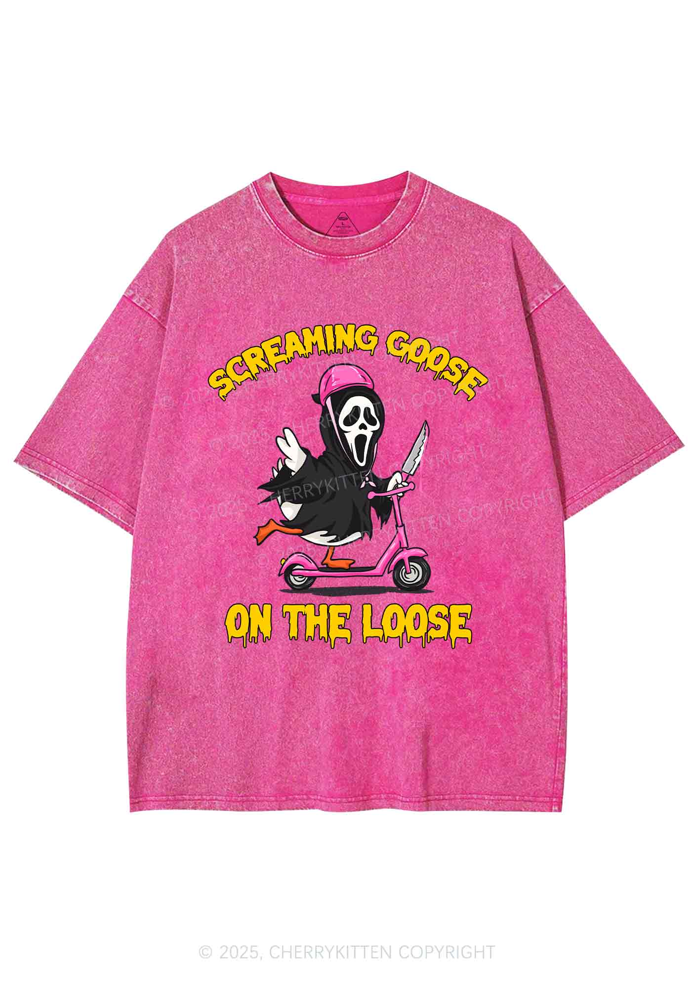 Halloween Screaming Goose On Loose Y2K Shirts Washed Tee Cherrykitten