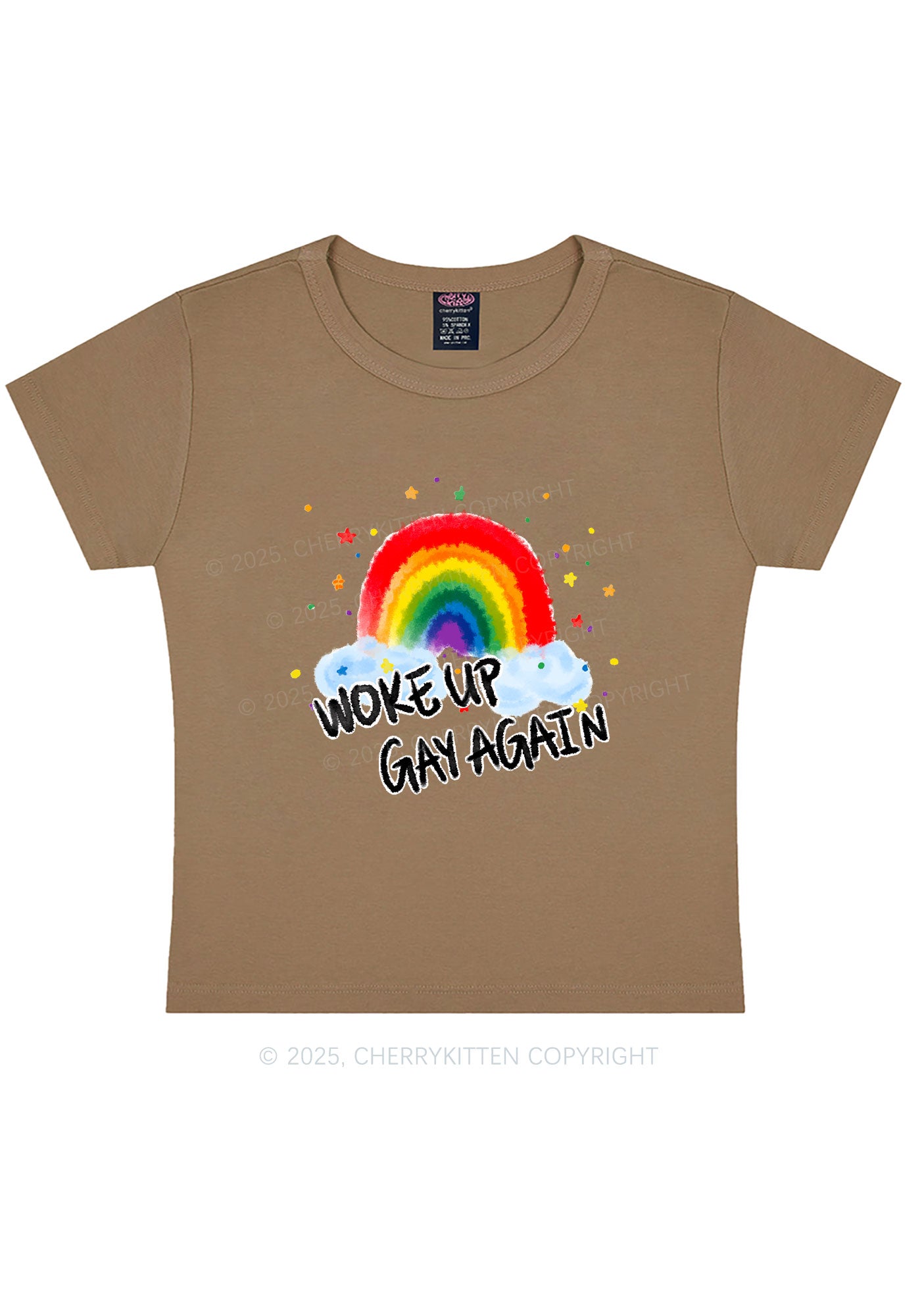 Woke Up Gay Again Y2K Baby Tee Cherrykitten