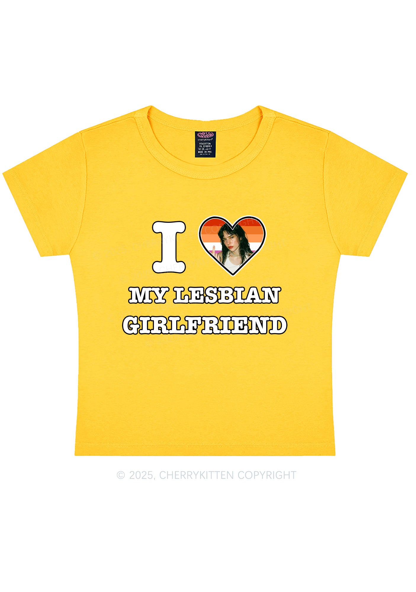 Custom My Lesbian GF Pride Y2K Baby Tee Cherrykitten