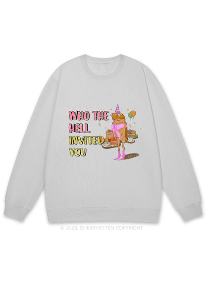 Who Invited You Frog Y2K Sweatshirt Cherrykitten