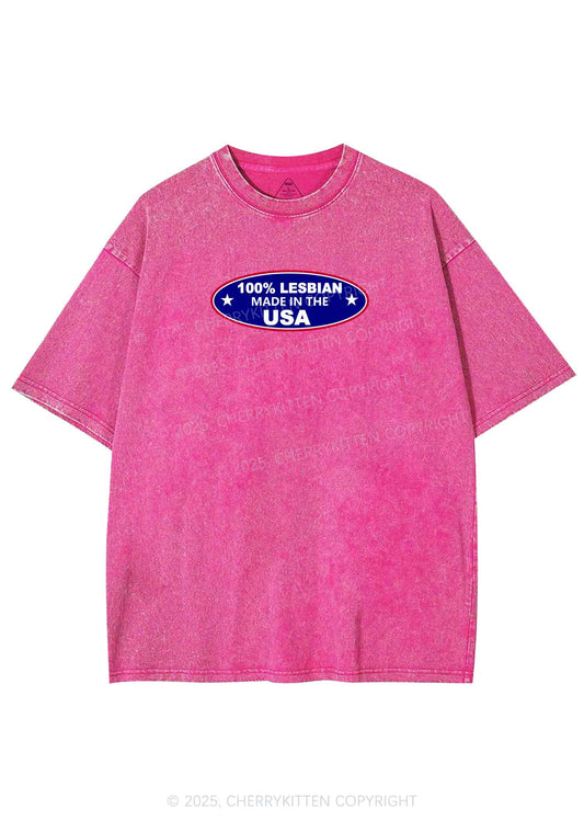 Lesbian Made In USA Y2K Shirts Washed Tee Cherrykitten