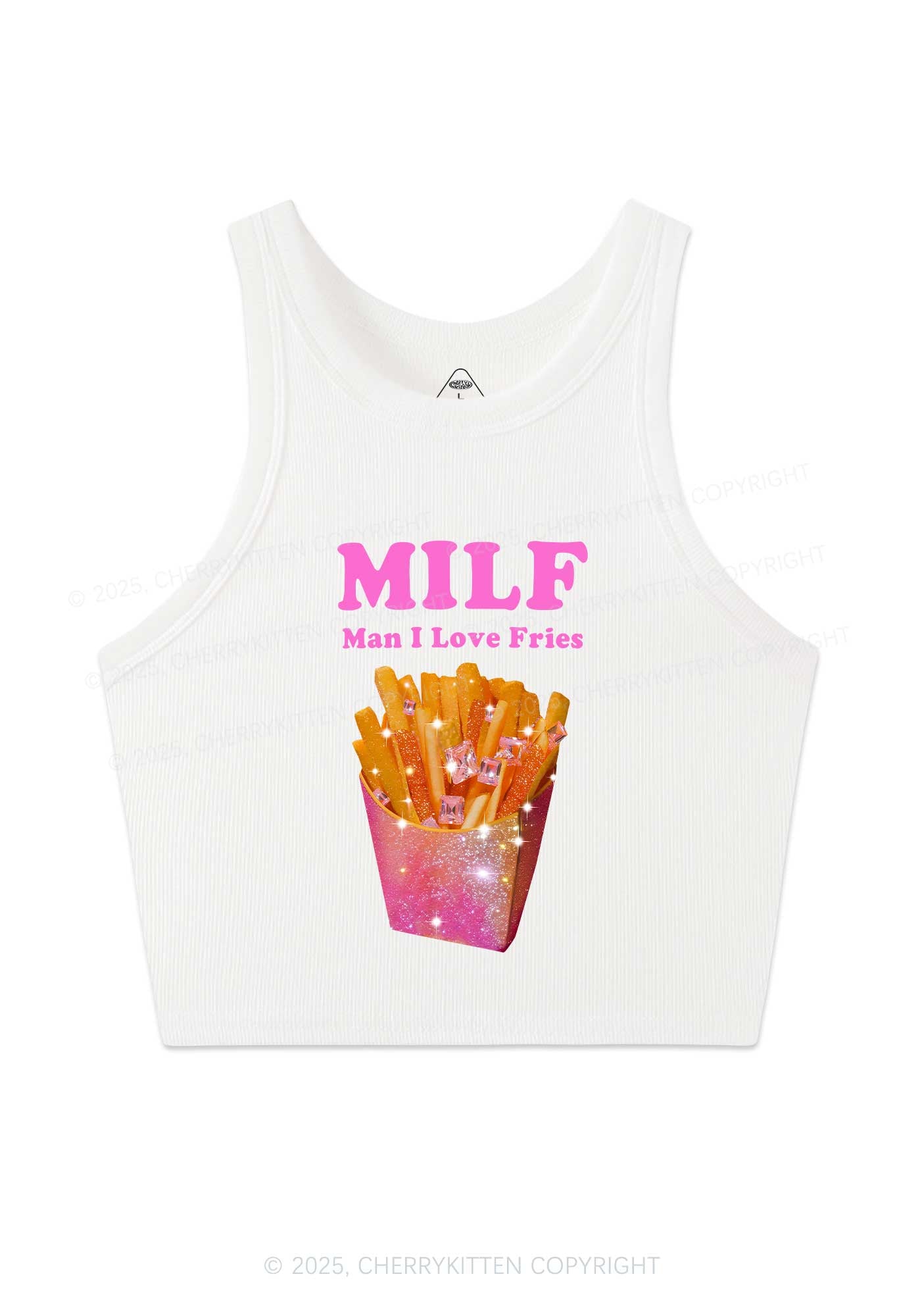 Man I Love Fries Y2K Crop Tank Top Cherrykitten