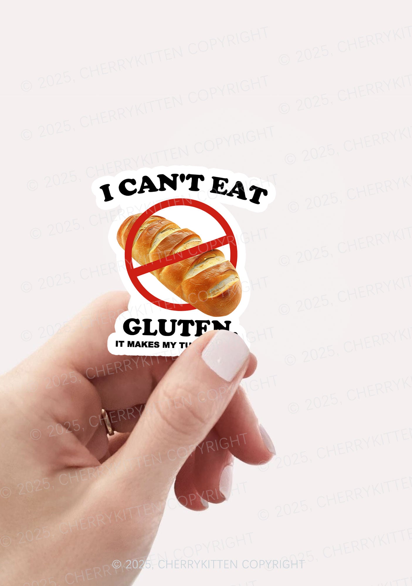 I Cant Eat Gluten 1Pc Y2K Sticker Cherrykitten