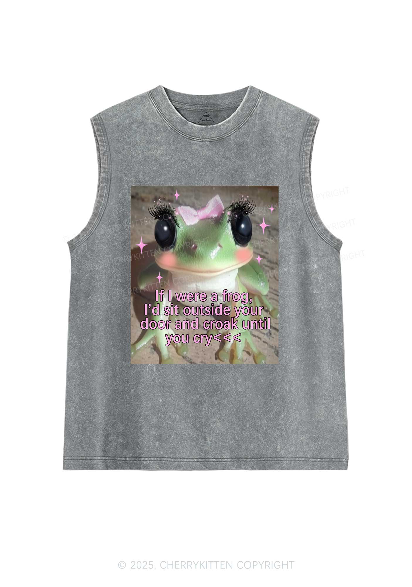 If I Were Frog Y2K Washed Muscle Tank Cherrykitten