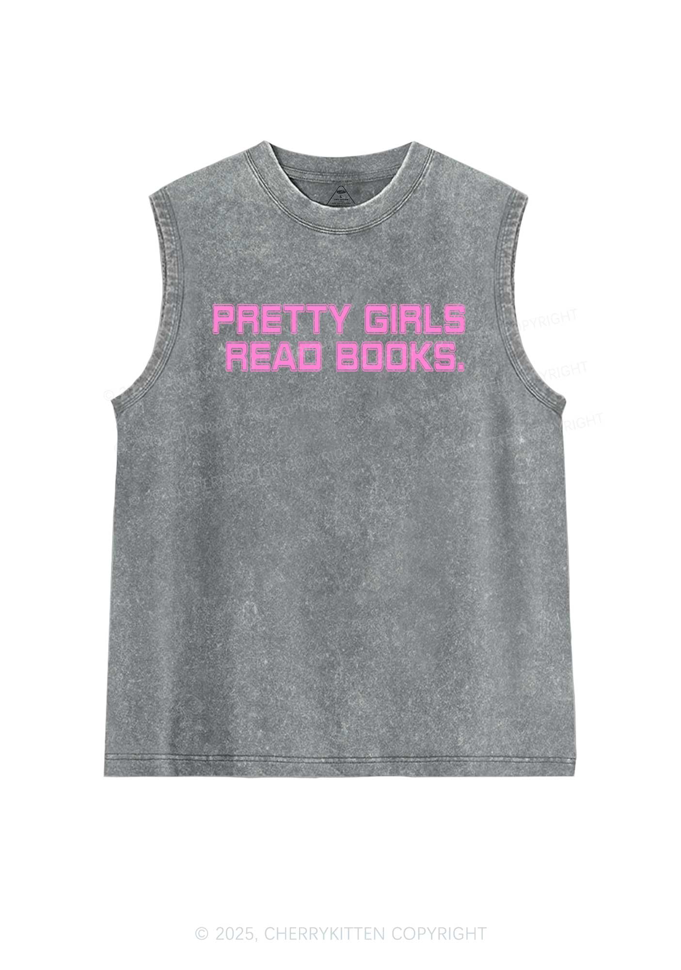 Pretty Girls Read Books Y2K Washed Tank Cherrykitten