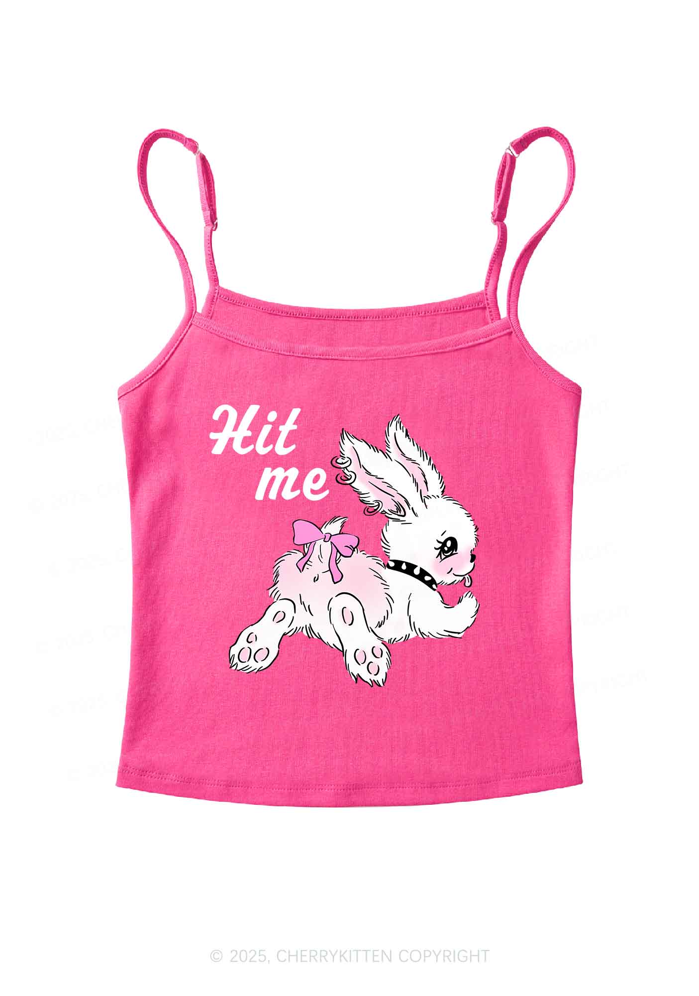 Hit Me White Bunny Y2K Spaghetti Strap Cami Cherrykitten
