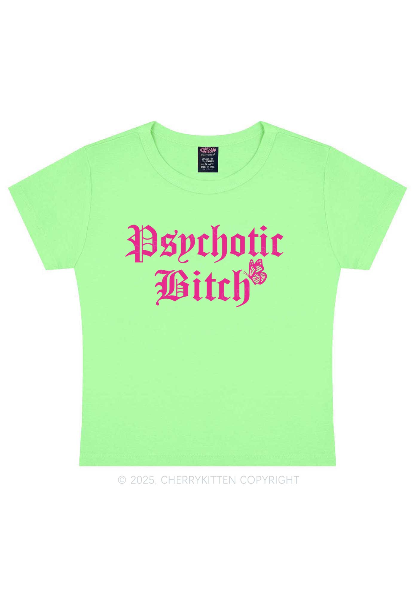 Psychotic Bxxch Y2K Baby Tee Cherrykitten