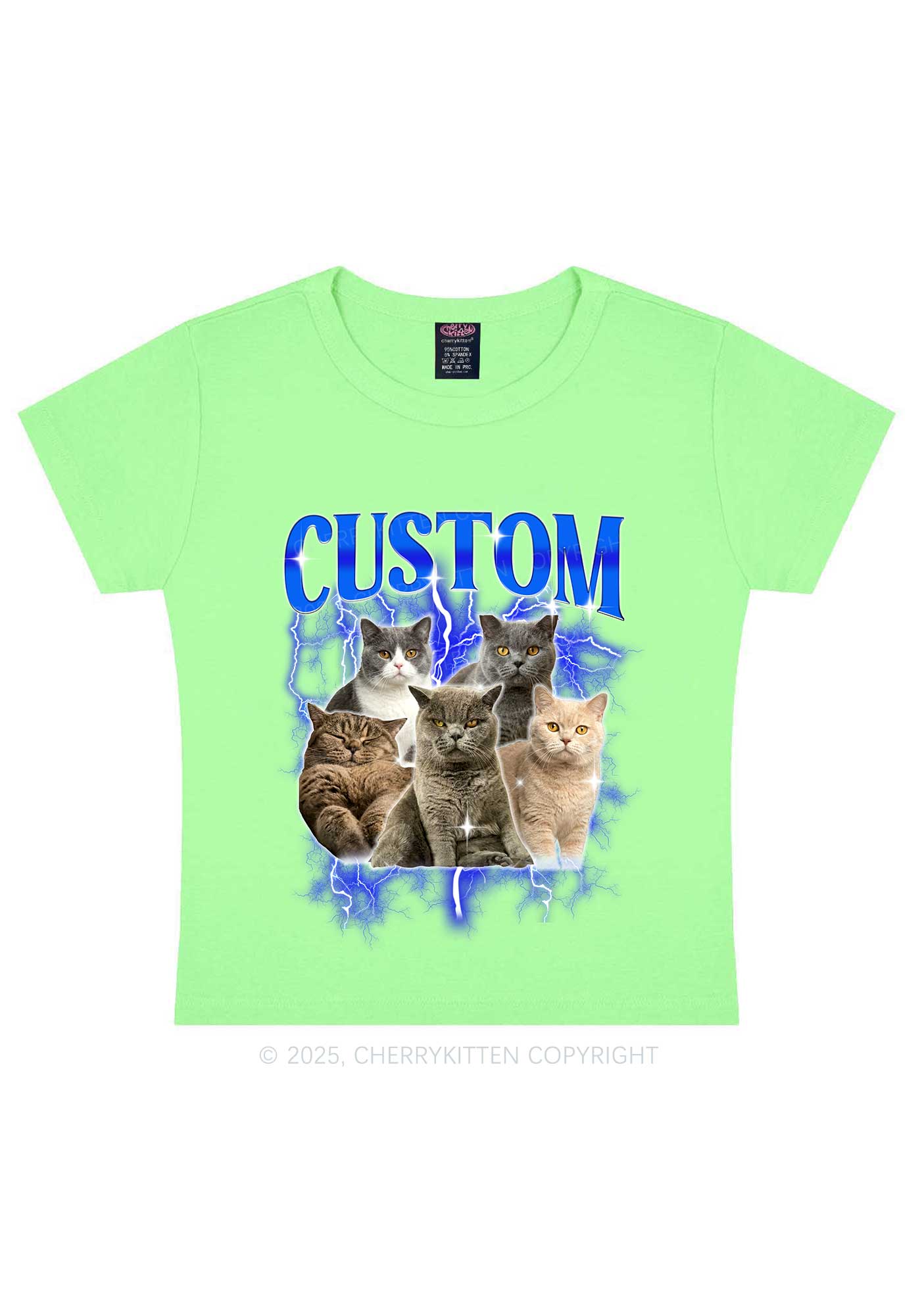 Custom Collage Pet Photo Y2K Baby Tee Cherrykitten