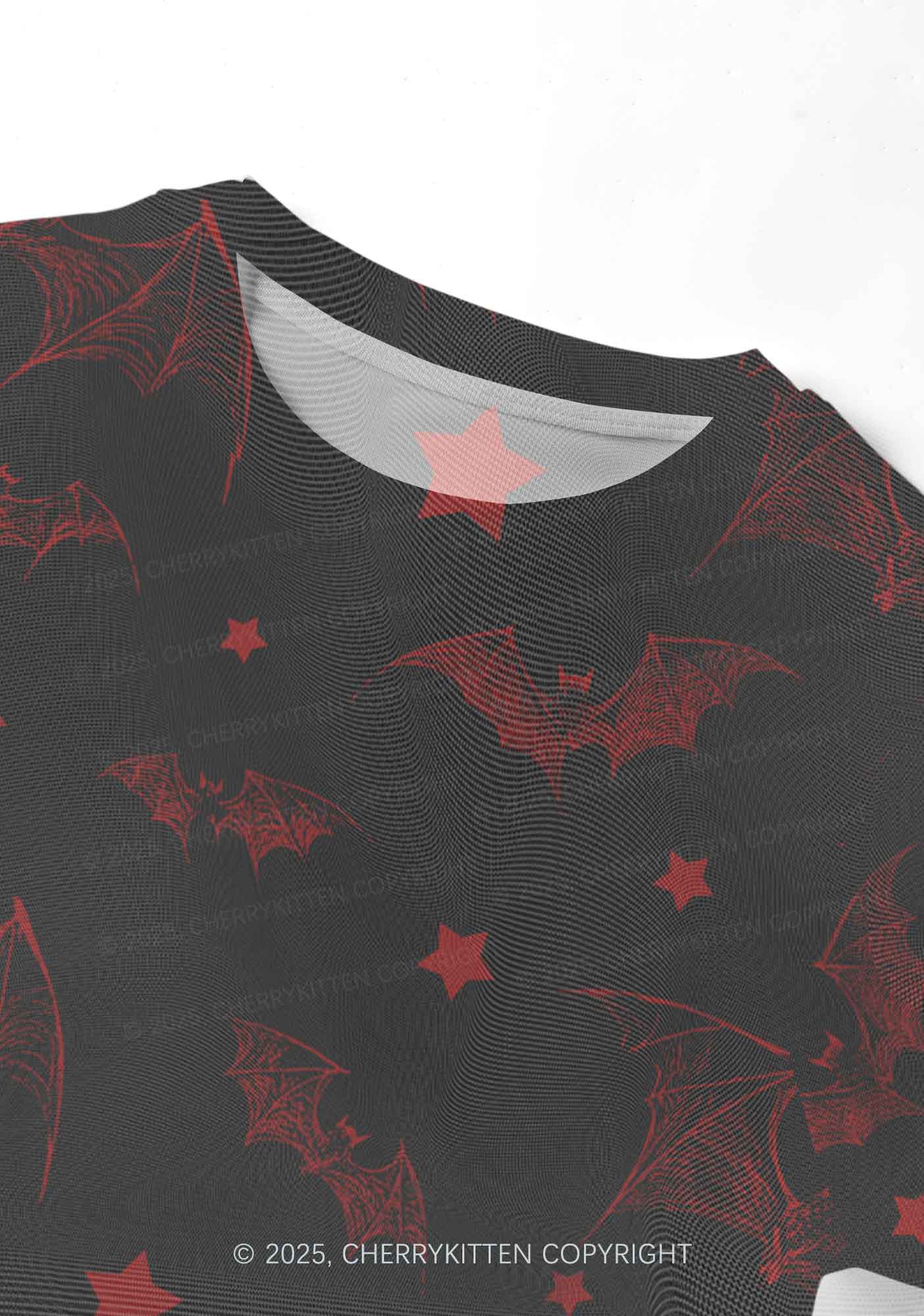 Bat And Star Y2K Mesh Crop Top Cherrykitten