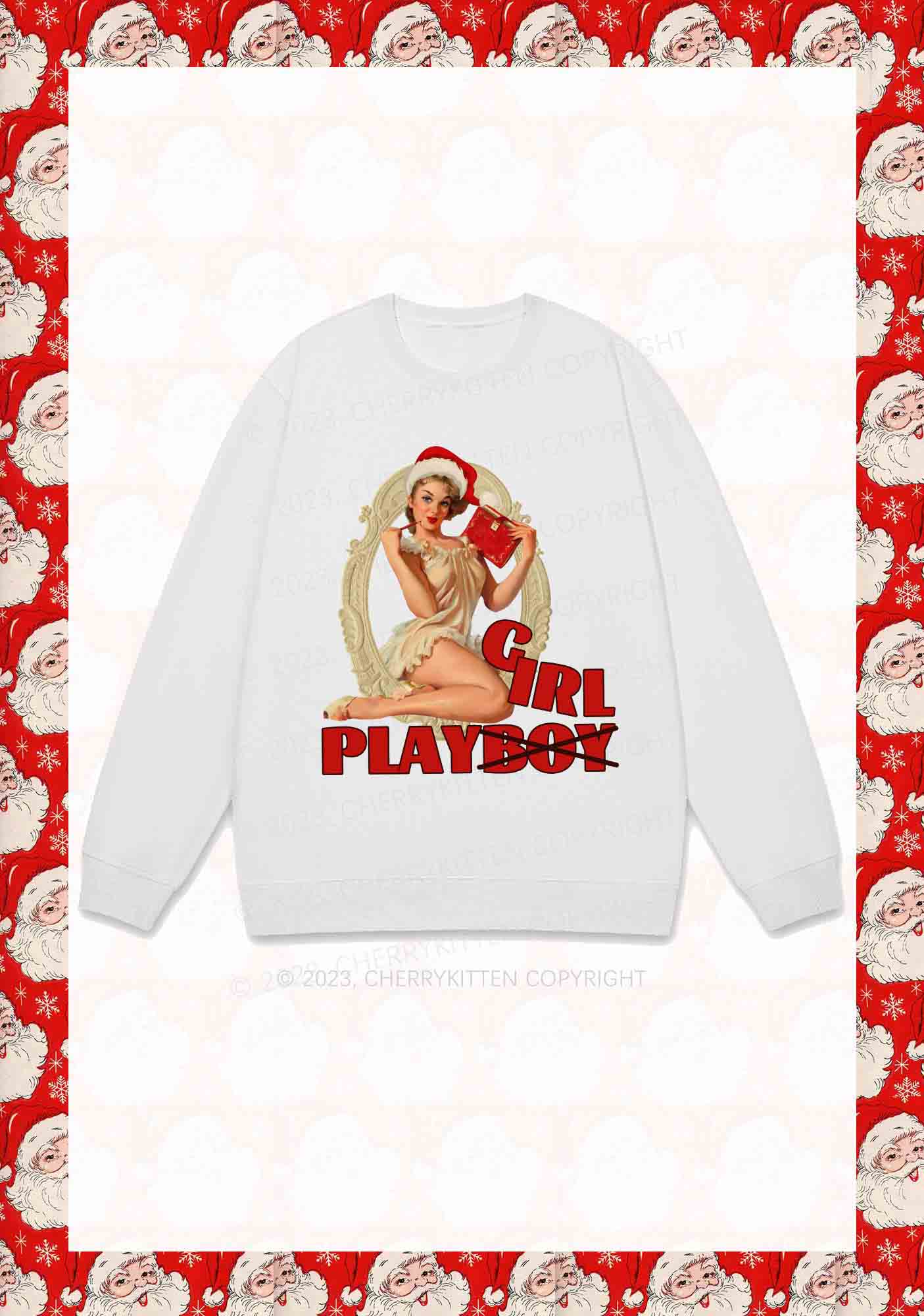 Girl Play Not Boy Christmas Y2K Sweatshirt Cherrykitten