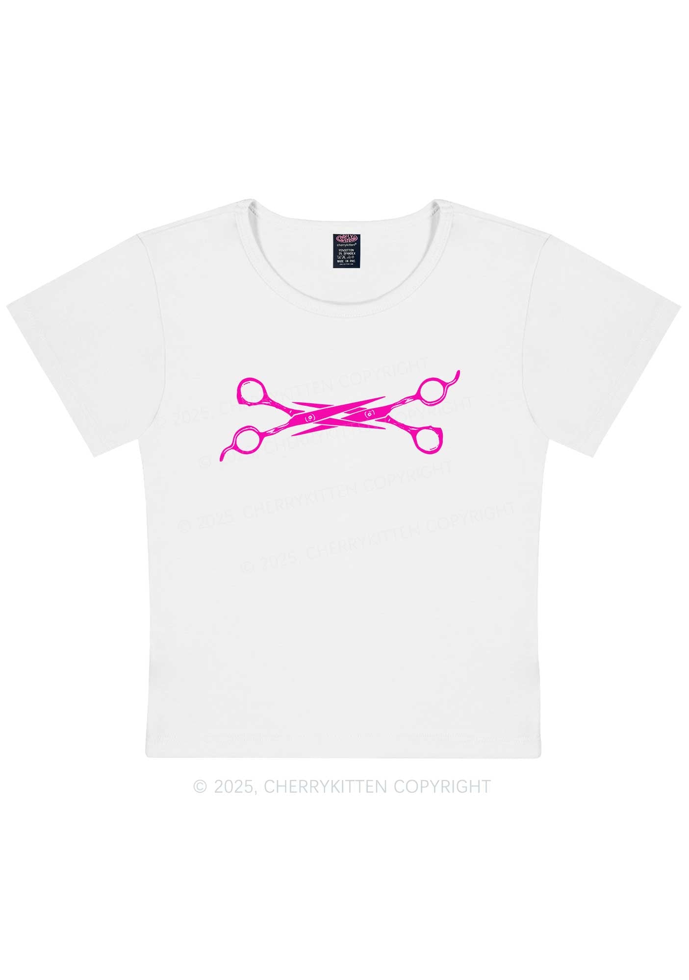 Pink Scissor Y2K Baby Tee Cherrykitten