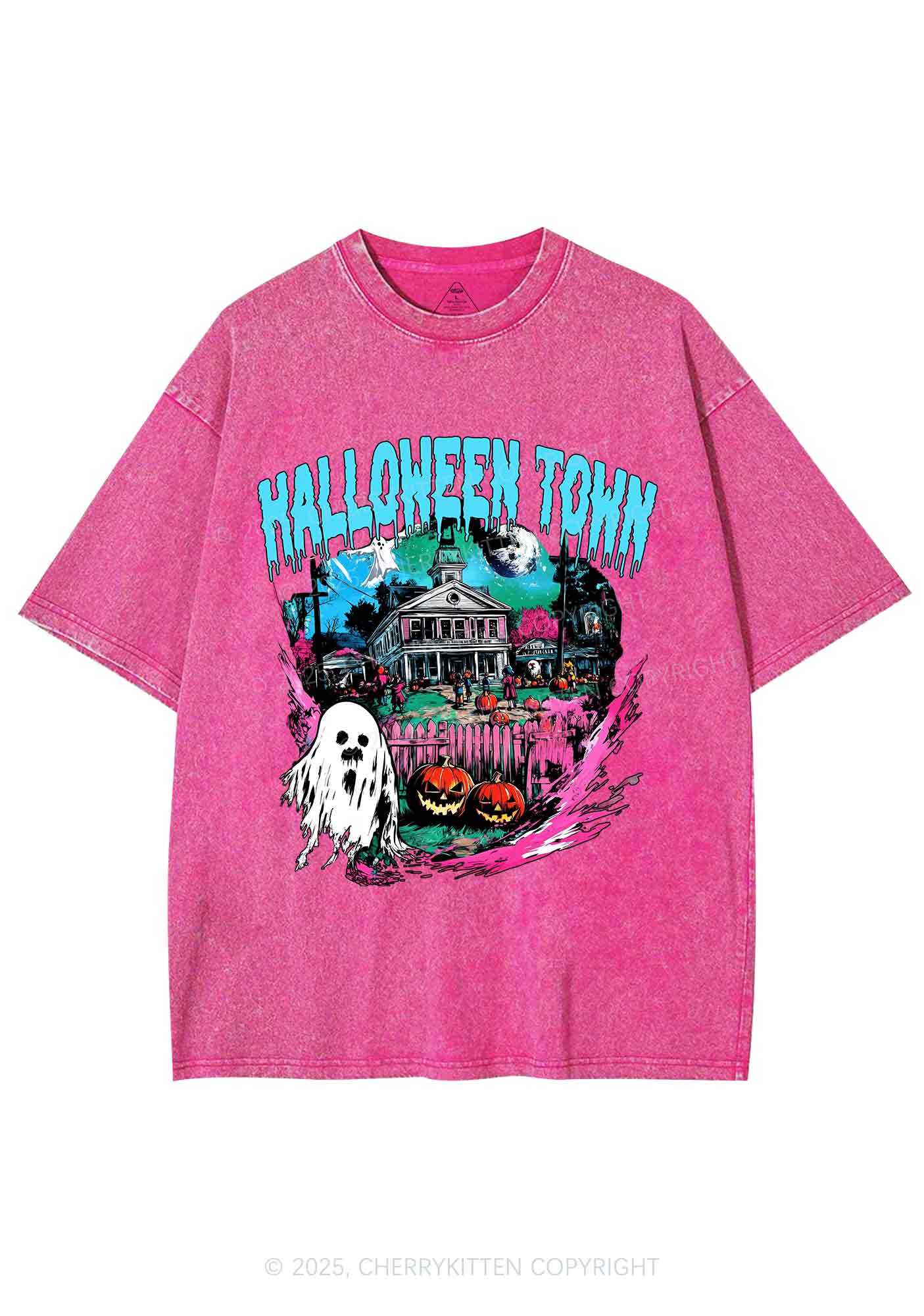 Halloween Ghost Town Y2K Shirts Washed Tee Cherrykitten