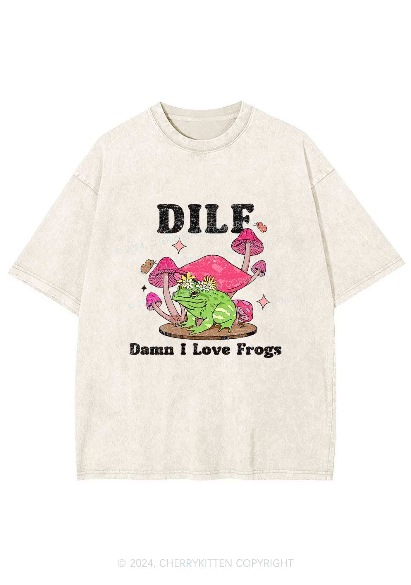 I Love Frogs Y2K Washed Tee Cherrykitten