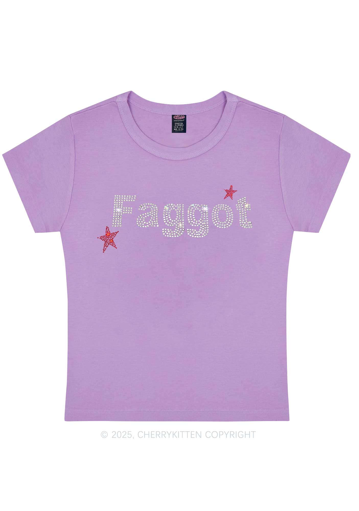 Rhinestone Faggot Pride Y2K Baby Tee Cherrykitten