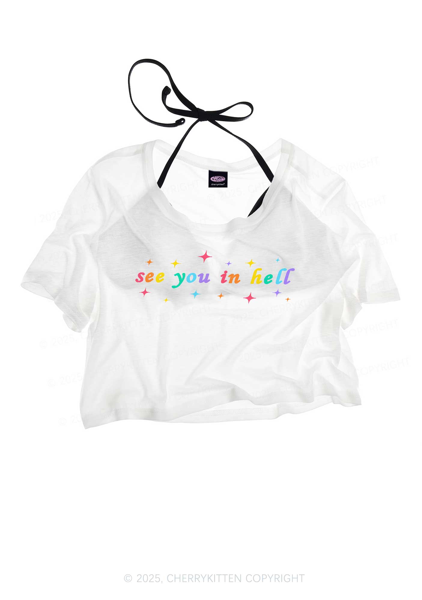 See You In Hell Y2K Sheer Crop Tee Cherrykitten