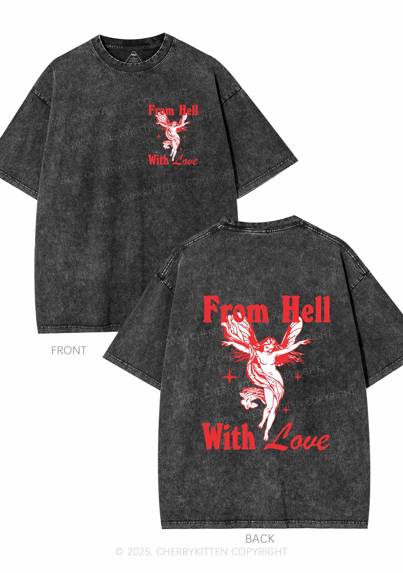 From Hell With Love Two Sides Y2K Shirts Washed Tee Cherrykitten