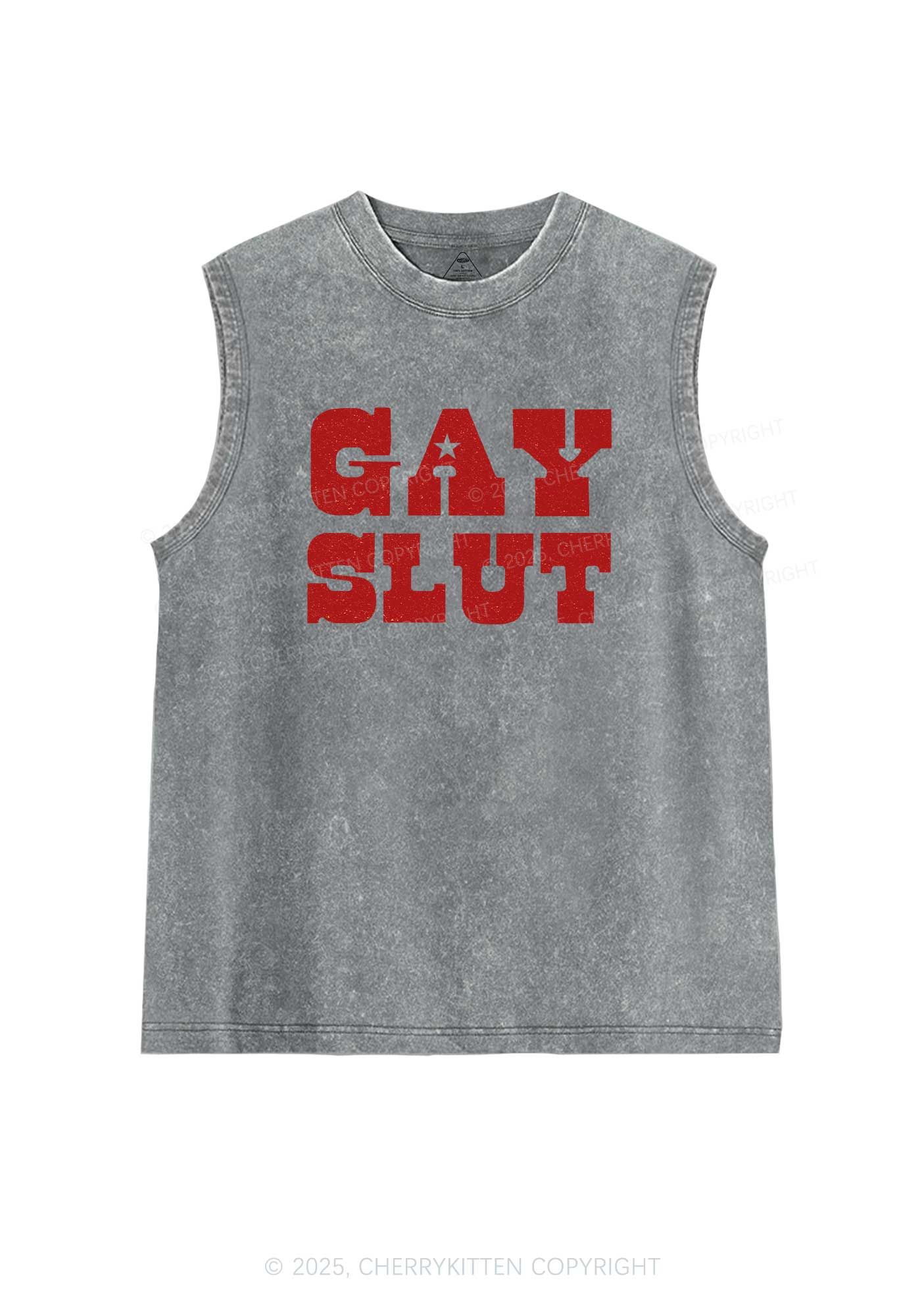 Gay Slxt Pride Y2K Washed Muscle Tank Cherrykitten