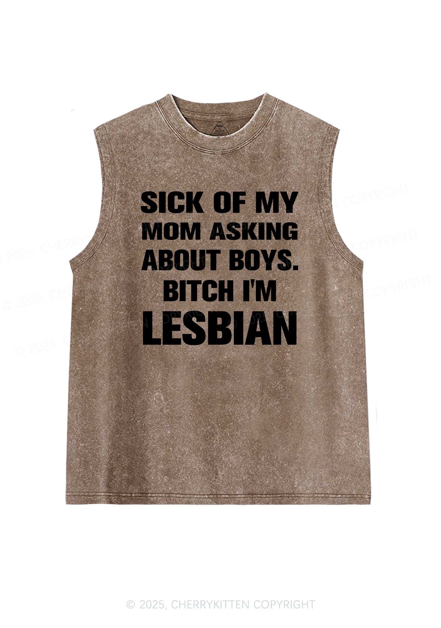 Bxxch Im Lesbian Pride Y2K Washed Muscle Tank Cherrykitten