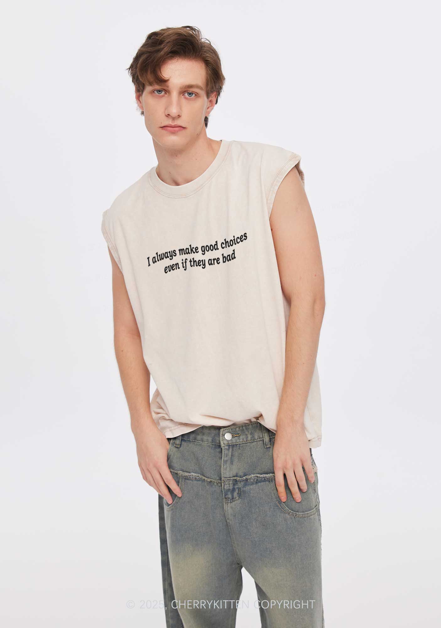 Always Make Good Choices Y2K Washed Tank Cherrykitten