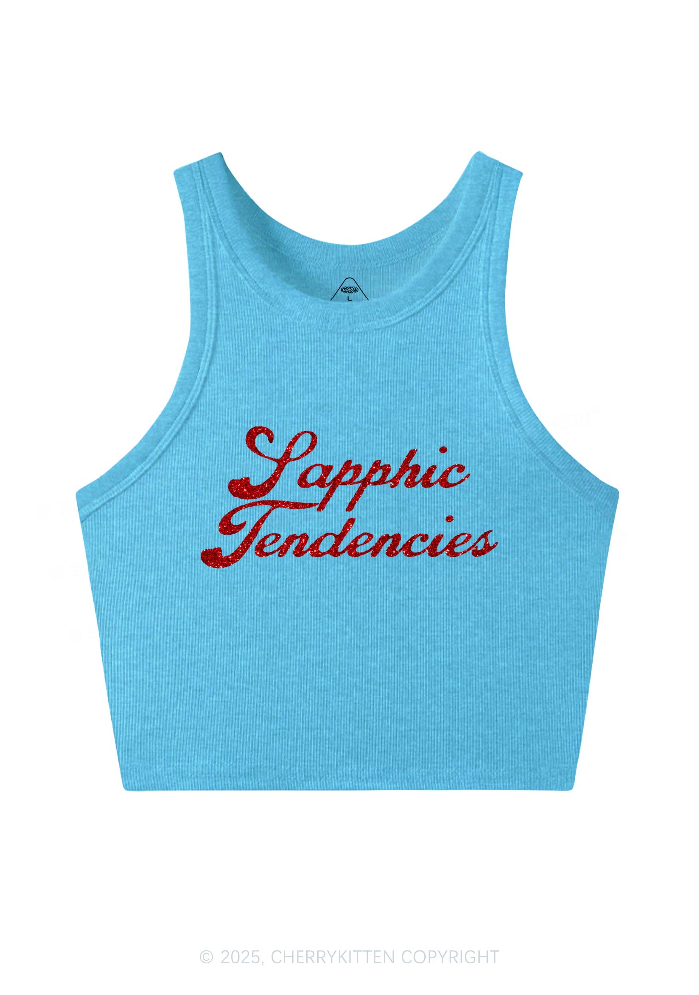 Glitter Sapphic Tendencies Pride Y2K Crop Tank Top Cherrykitten