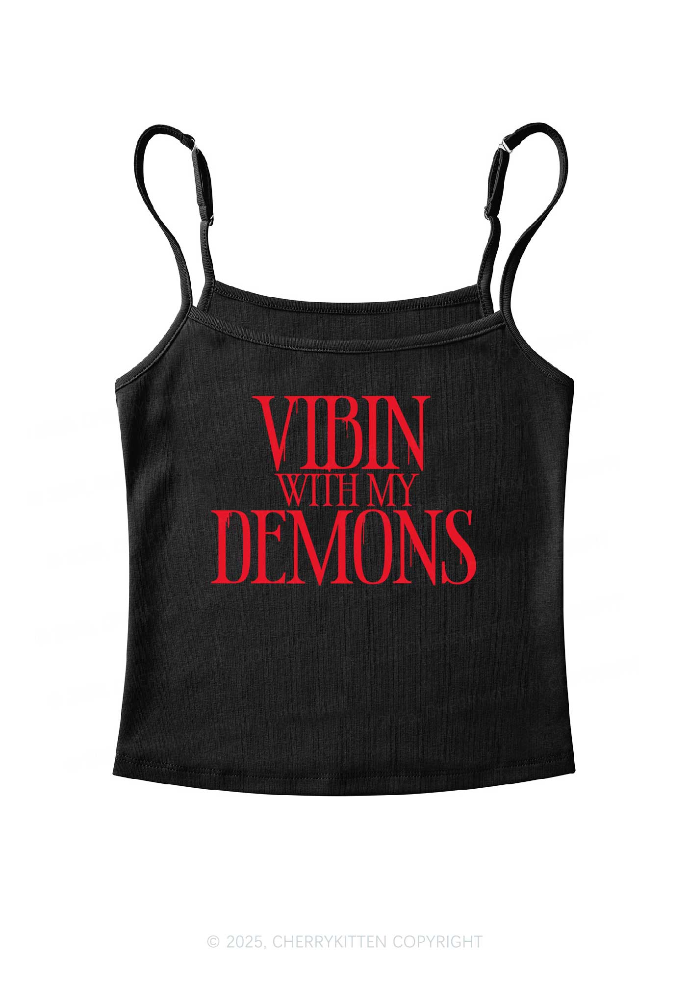 Halloween Vibin With My Demons Y2K Spaghetti Strap Cami Cherrykitten