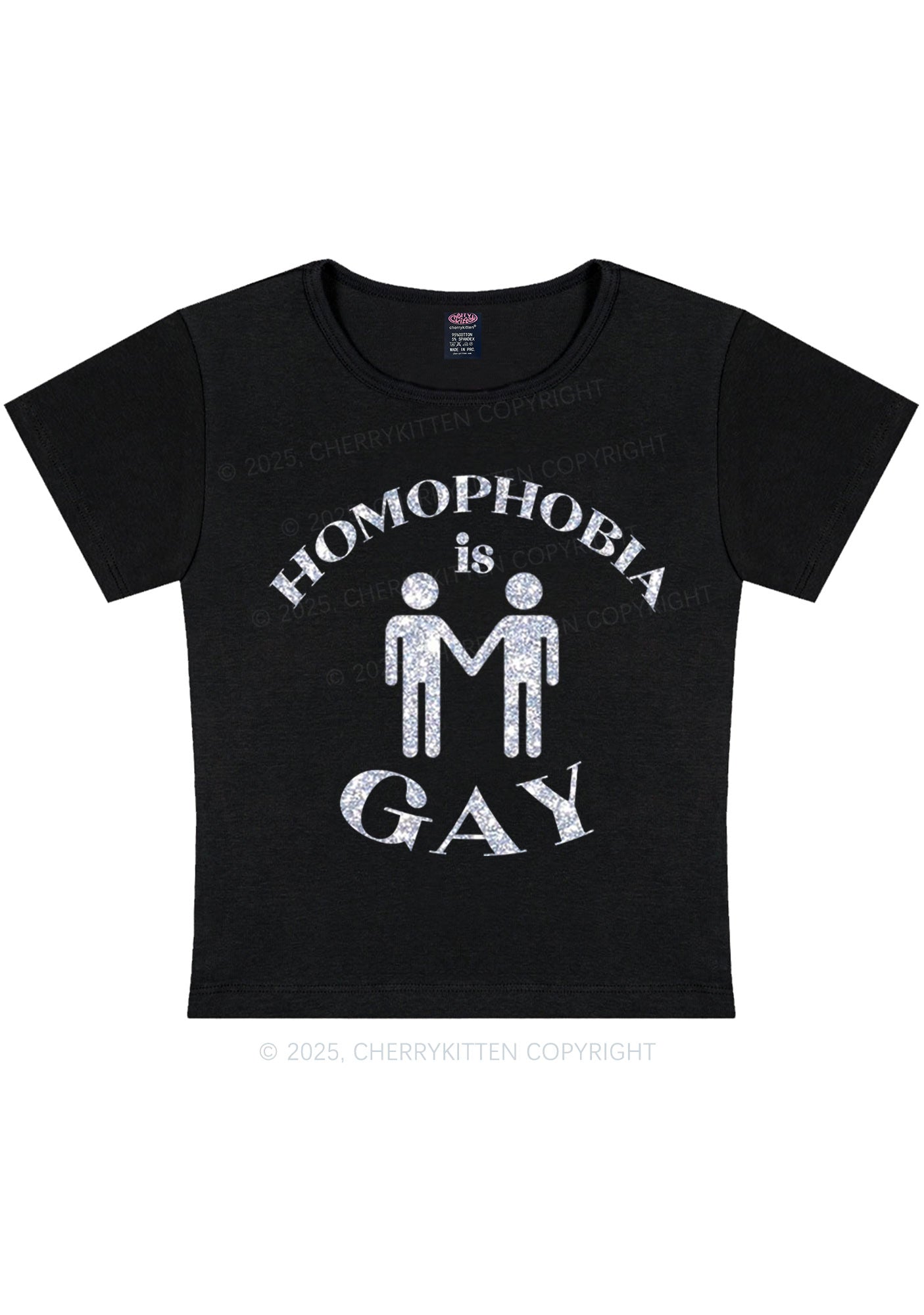 Glitter Homophobia Is Gay Pride Y2K Baby Tee Cherrykitten