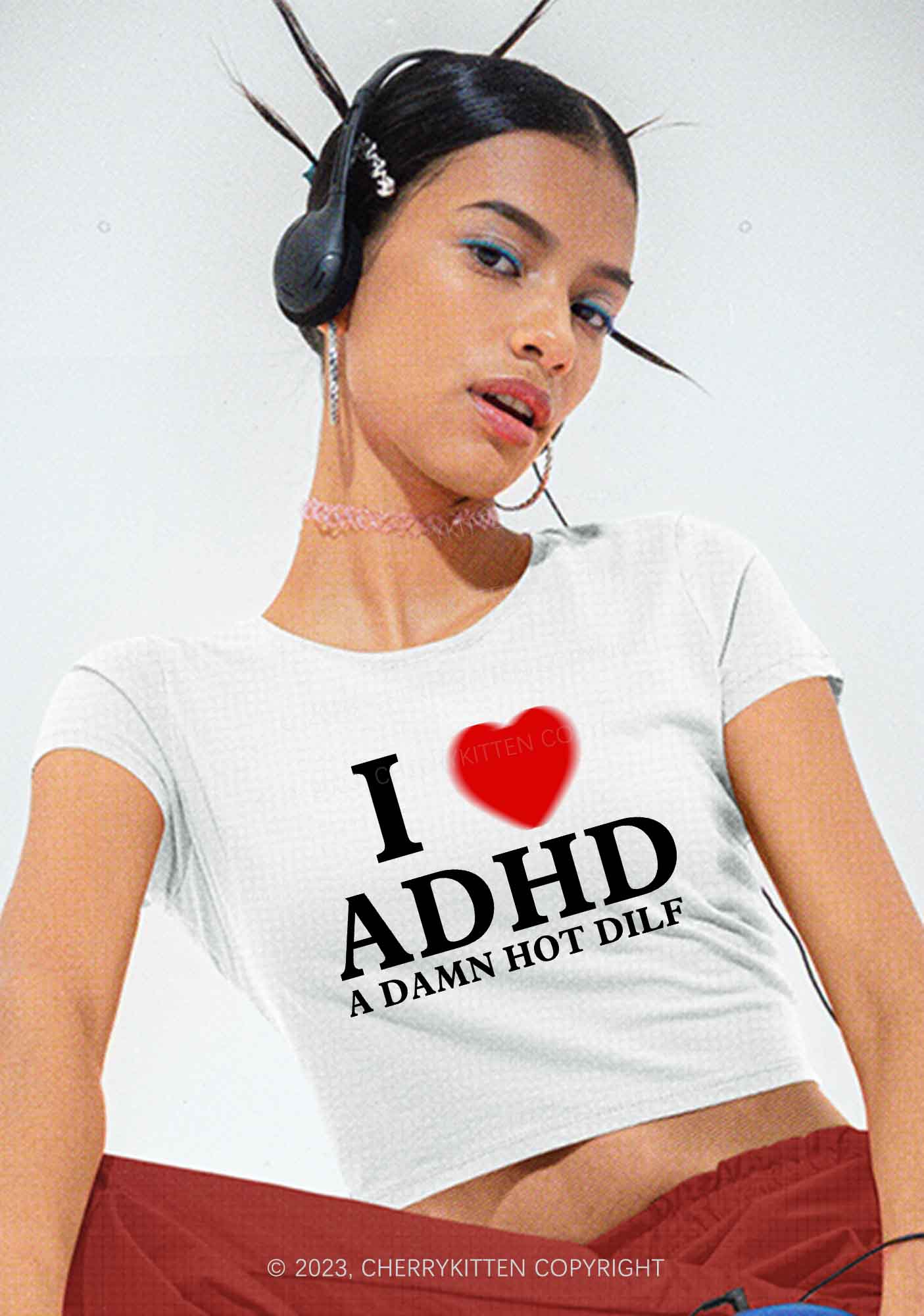 I Love ADHD Y2K Baby Tee Cherrykitten