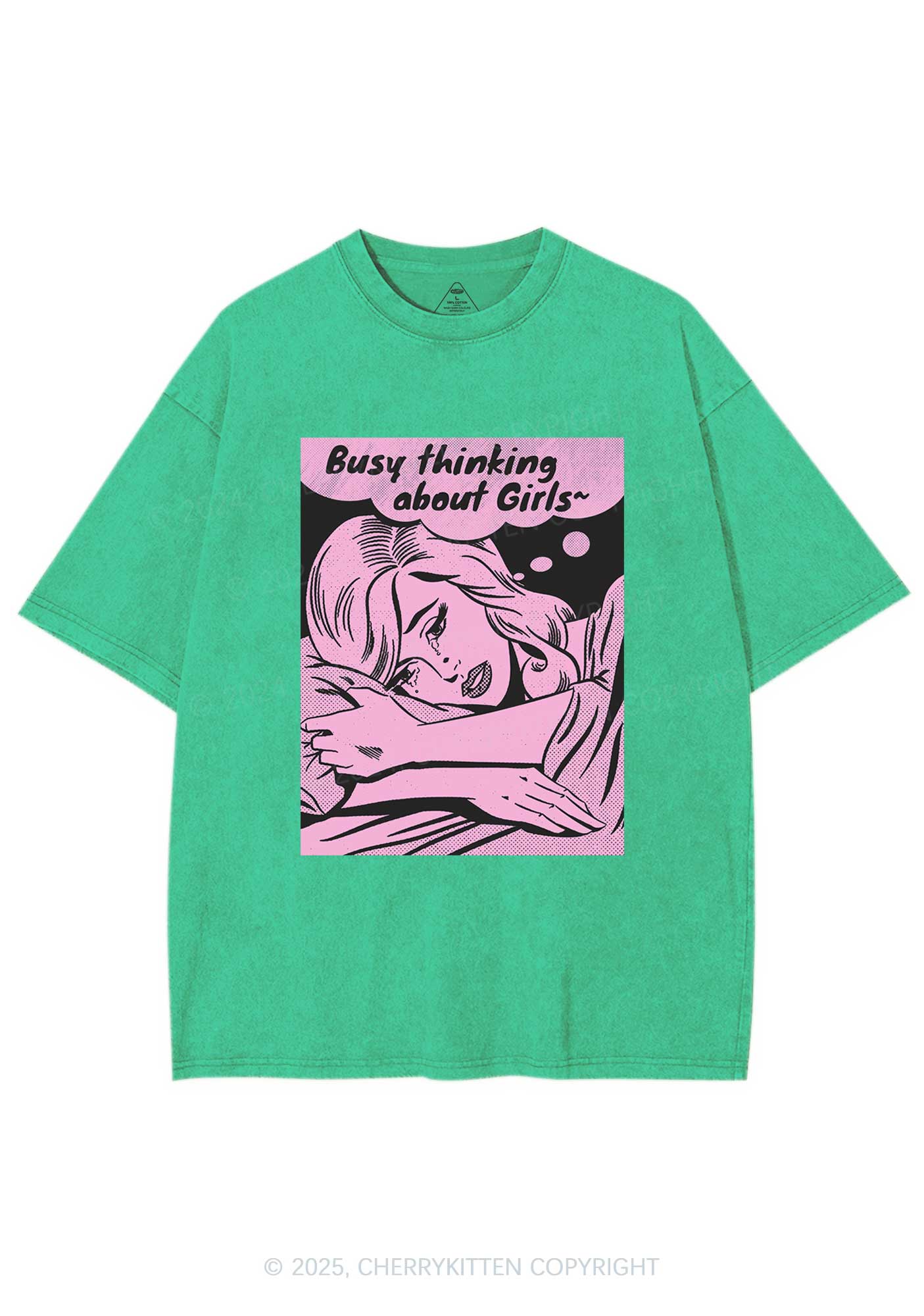 Busy Thinking About Girls Y2K Shirts Washed Tee Cherrykitten