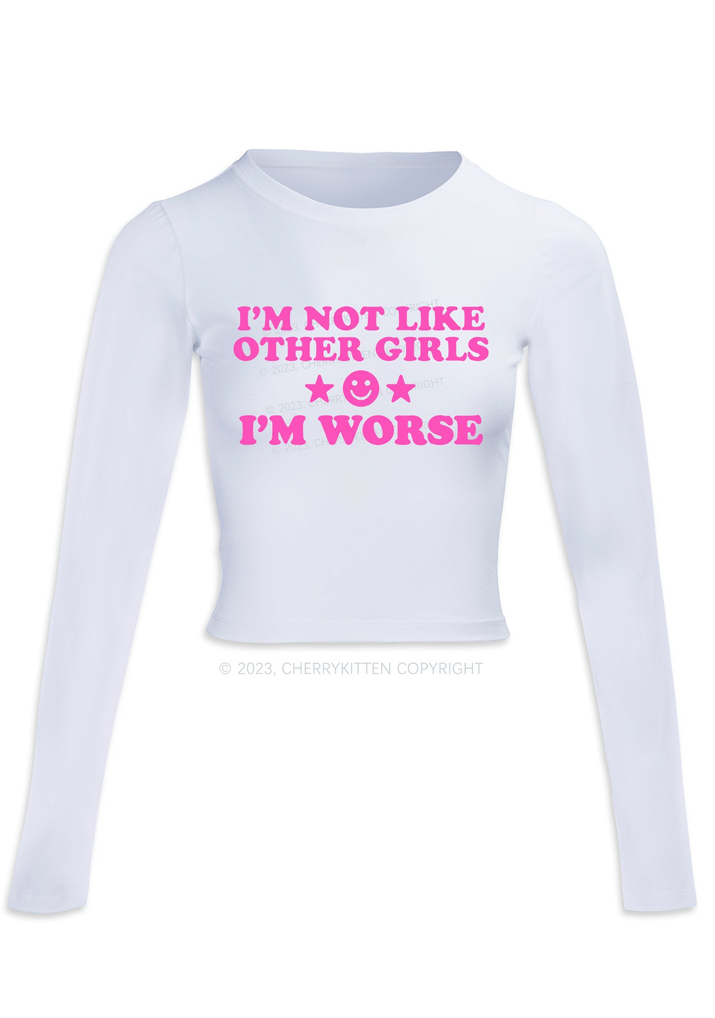 I'm Worse Long Sleeve Crop Top Cherrykitten