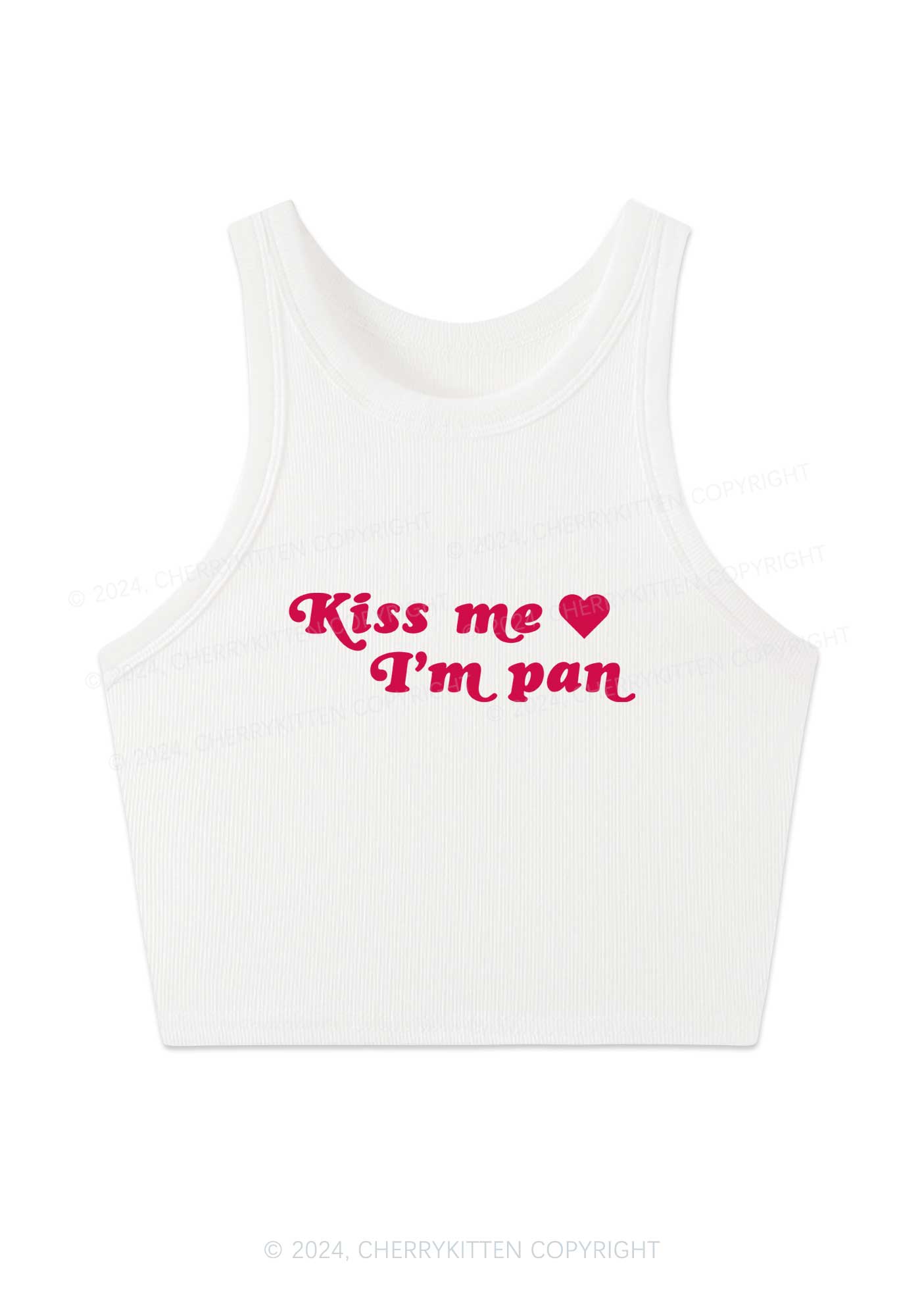 Kiss Me Im Pan Y2K Crop Tank Top Cherrykitten
