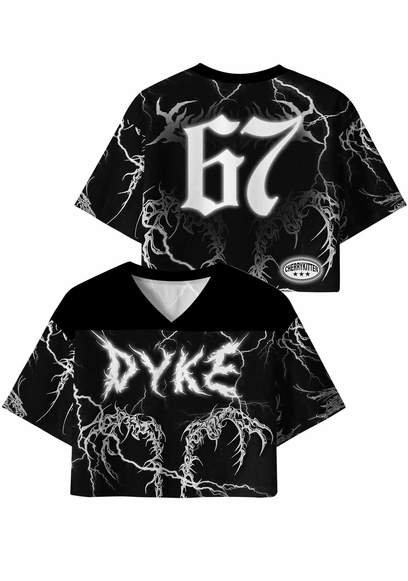 Black Gothic Dyke Pride Y2K Crop Sport Jersey Shirts Cherrykitten