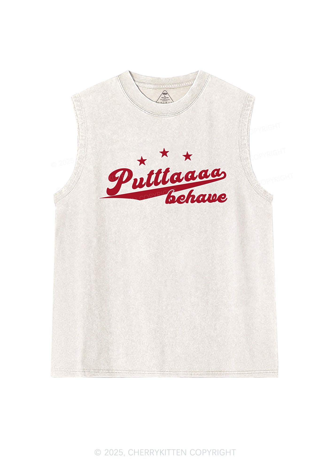 Putttaaaa Behave Y2K Washed Muscle Tank Cherrykitten