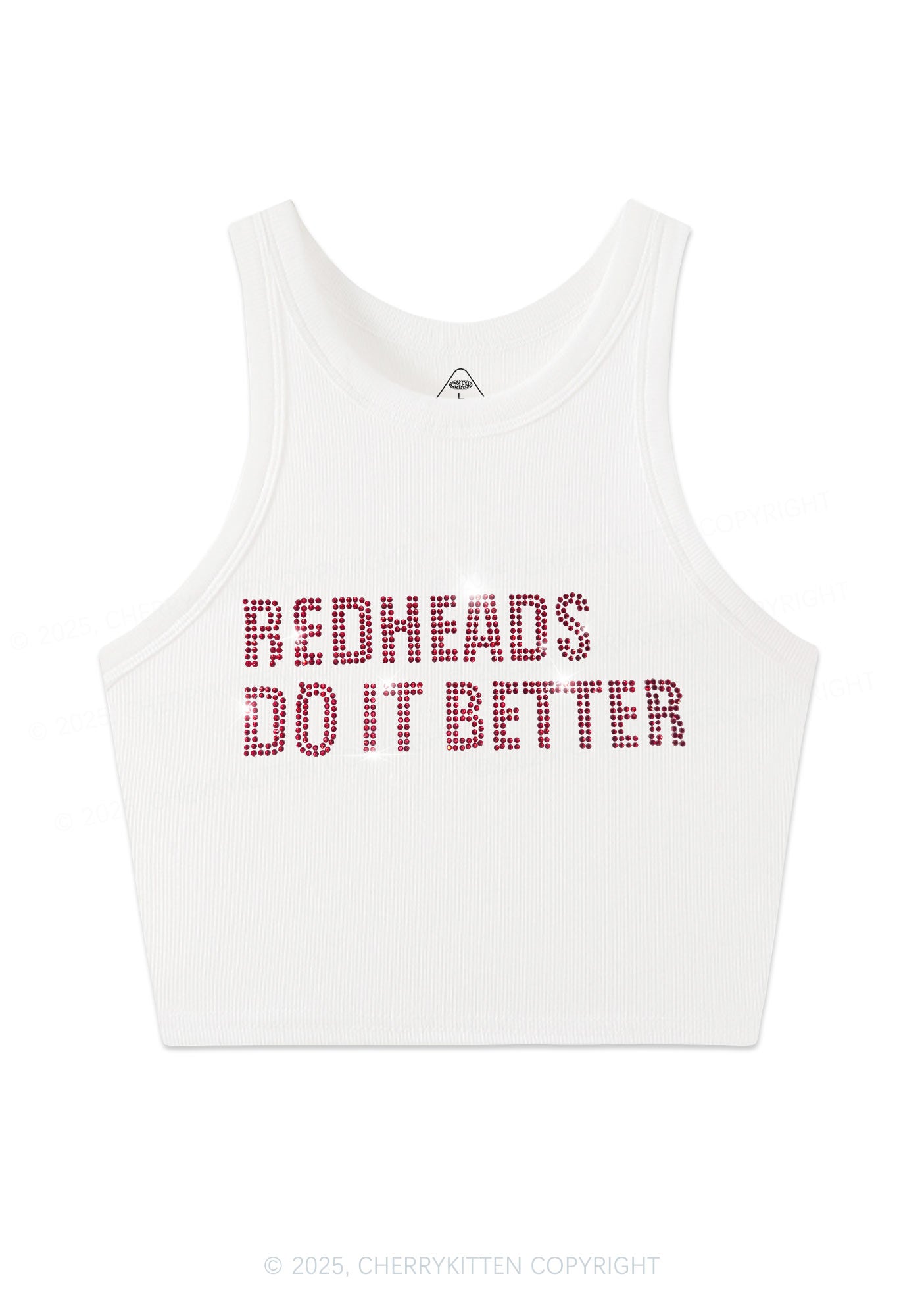 Rhinestone Redheads Do It Better Y2K Crop Tank Top Cherrykitten