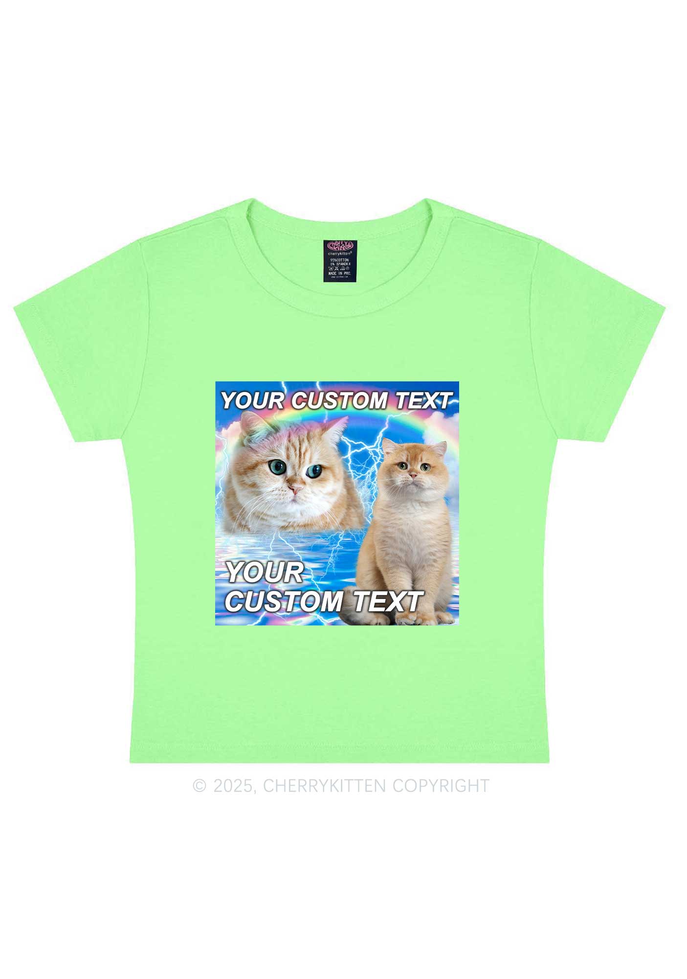 Custom Text Your Kitten Y2K Baby Tee Cherrykitten